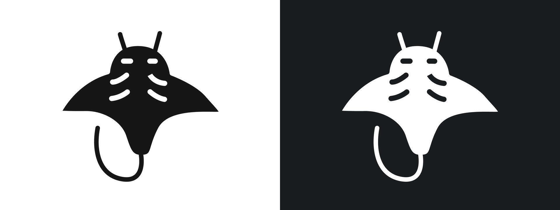 Stingray icon linear graphics set in black vector