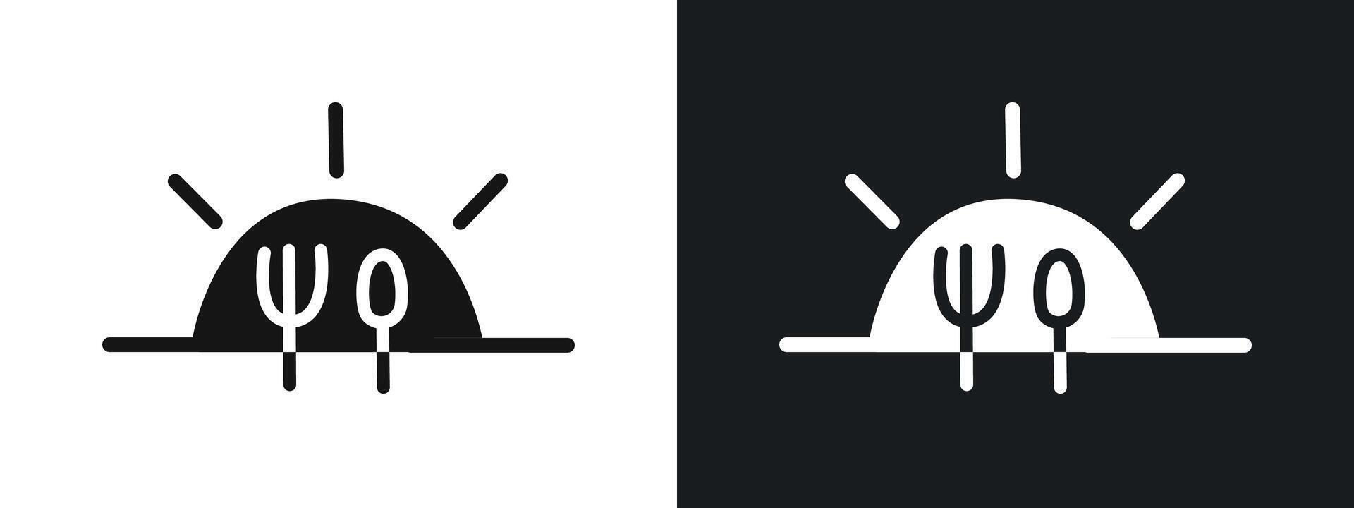 Sunrise Breakfast Icon linear graphics set in black vector