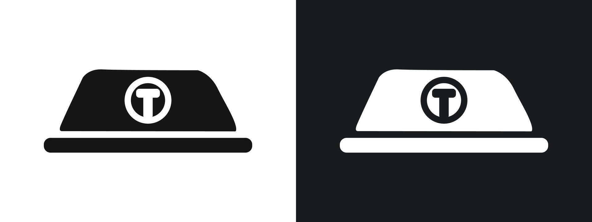 Taxi lamp Icon linear graphics set in black vector