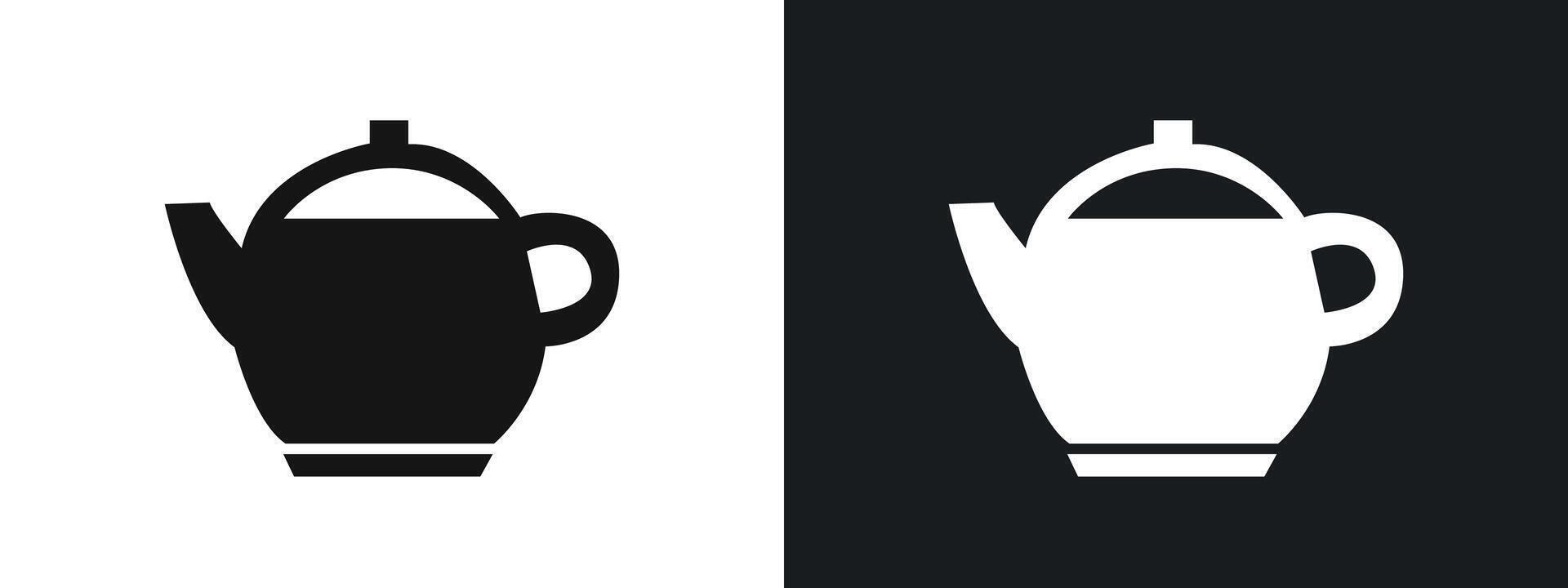 Teapot icon linear graphics set in black vector