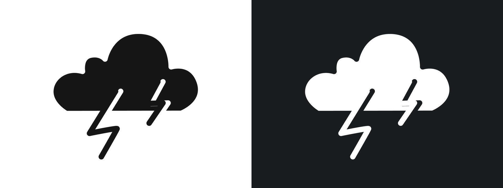 Thunder lightning icon linear graphics set in black vector
