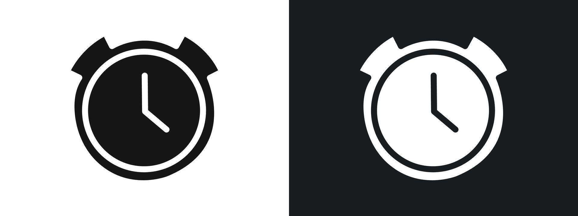 time clock watch icon linear graphics set in black vector