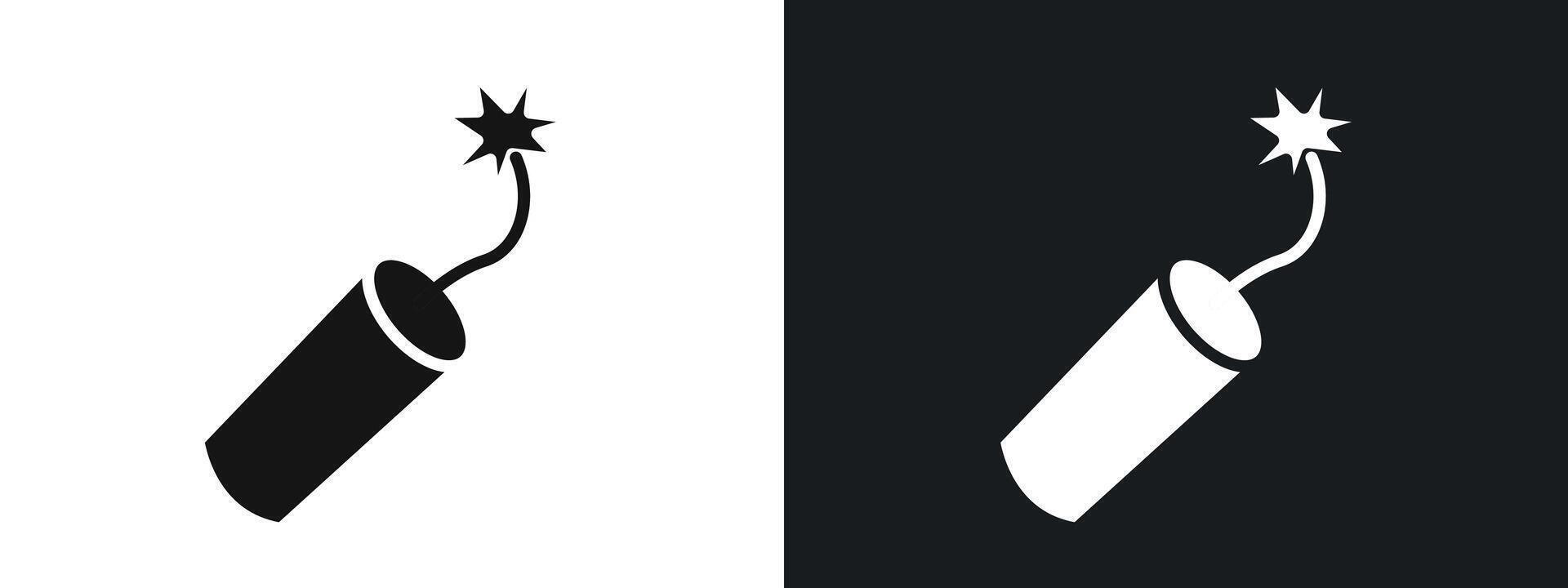 TNT dynamite Icon linear graphics set in black vector