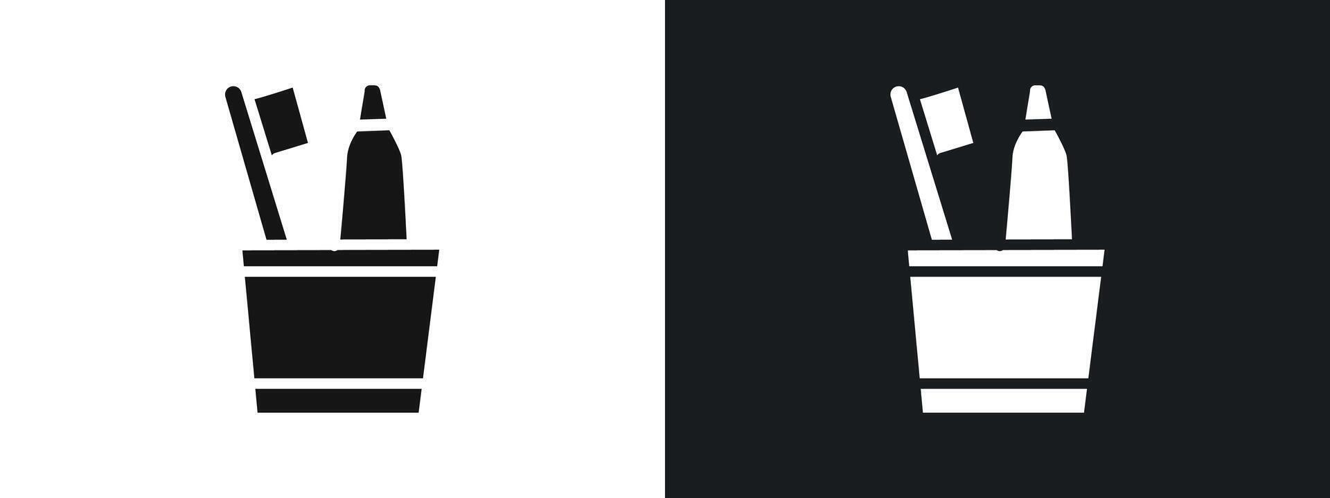 tooth brush icon linear graphics set in black vector