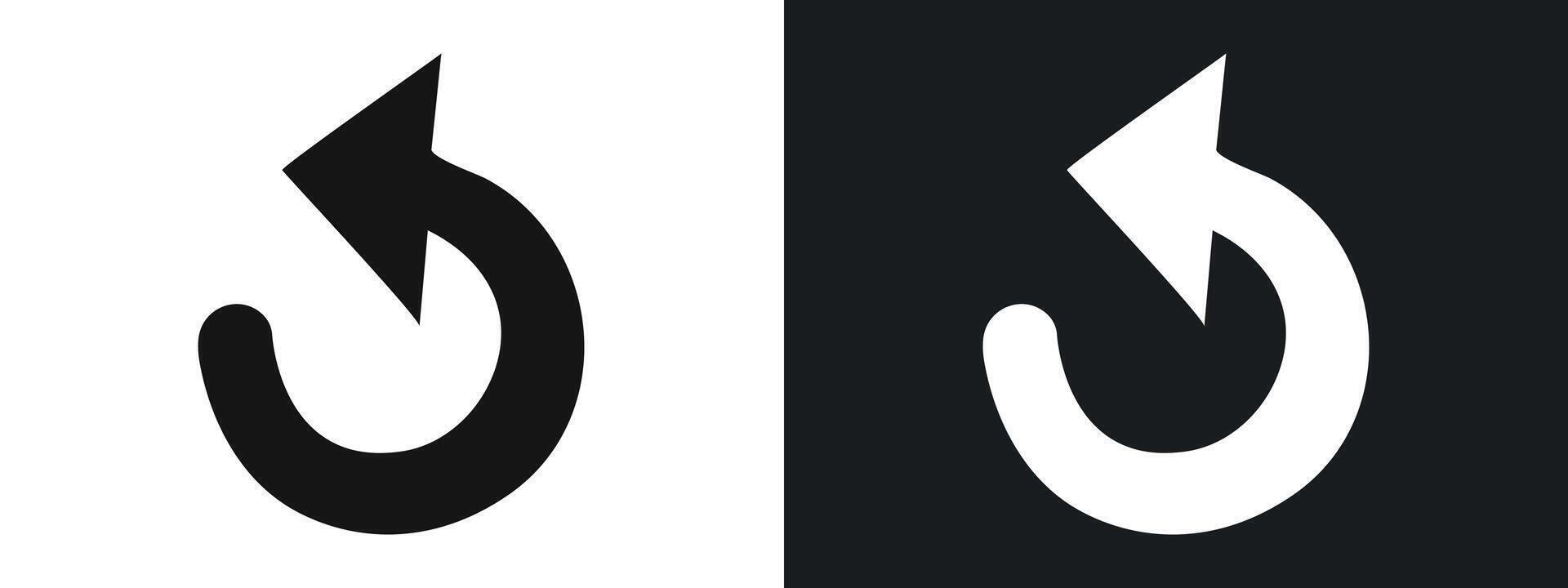 Undo arrow sign icon linear graphics set in black vector