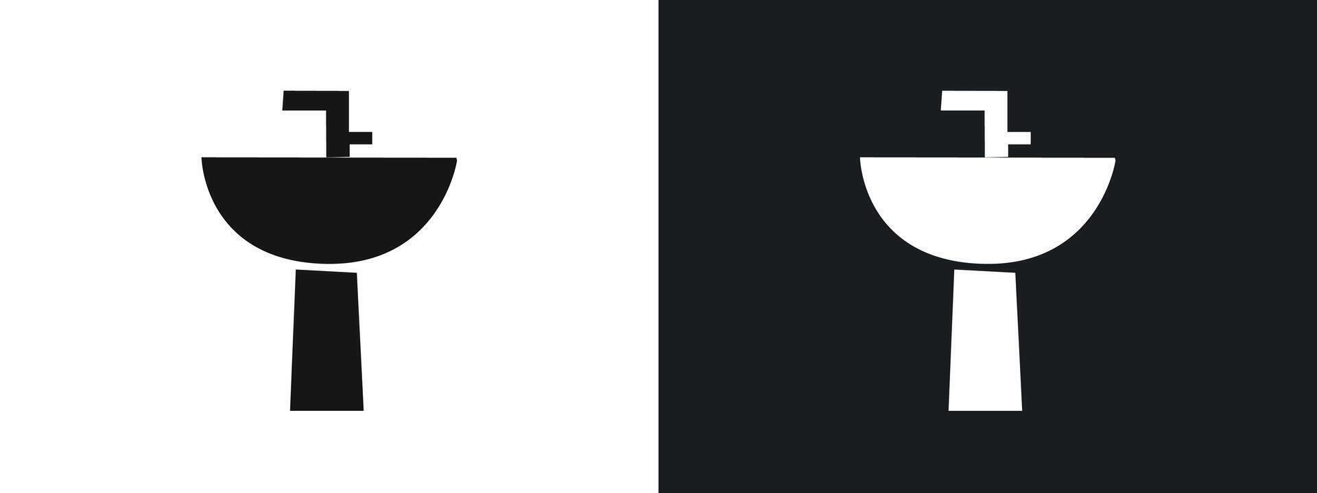 washbasin icon linear graphics set in black vector