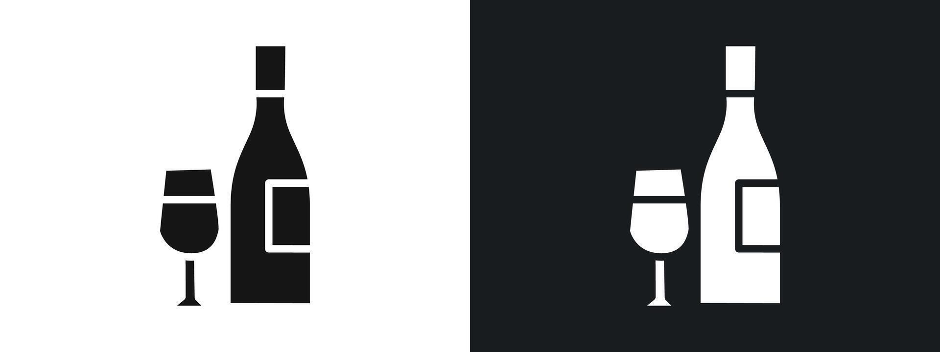 Wine icon linear graphics set in black vector