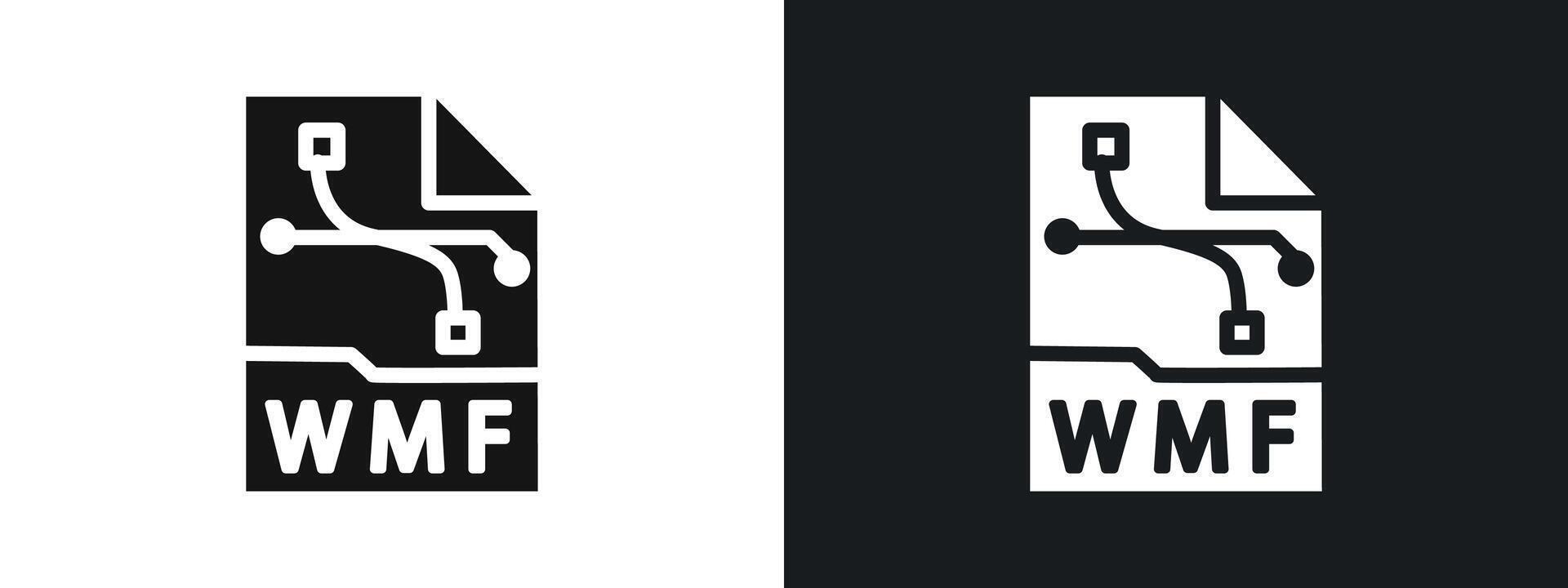 WMF File Document Icon linear graphics set in black vector