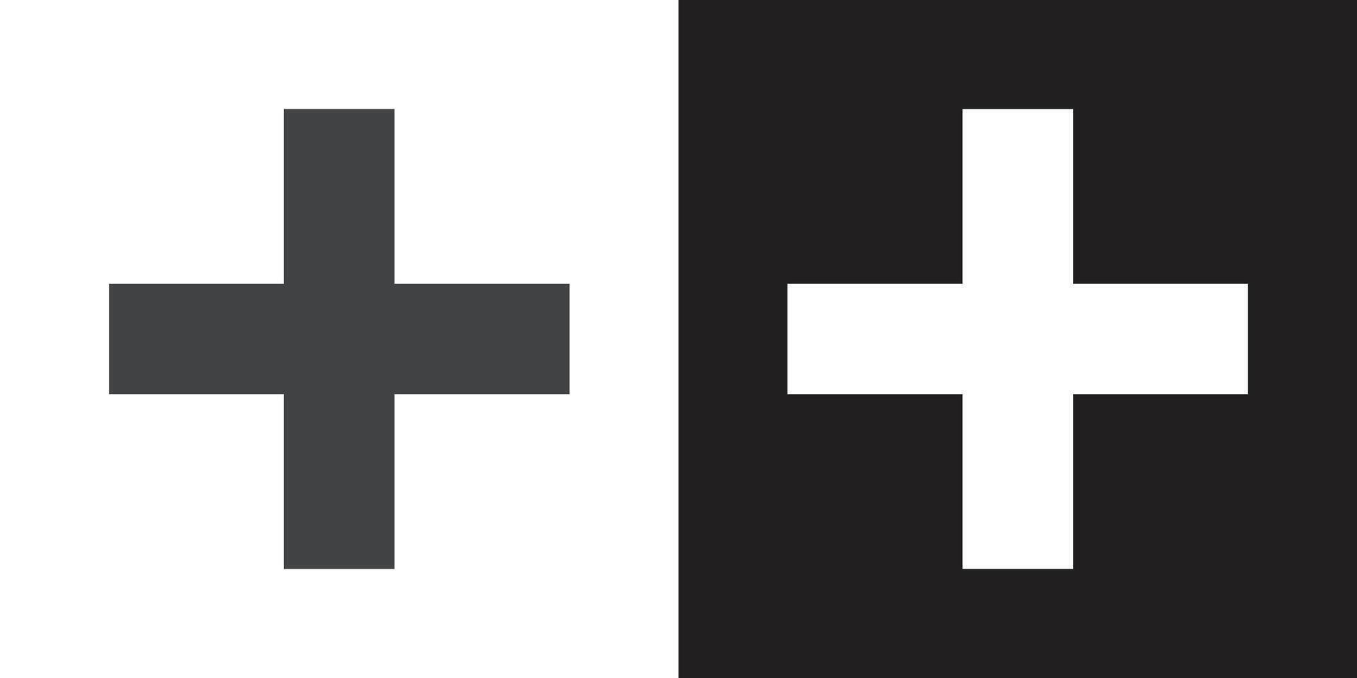 Add Icon Flat set in black and white color vector