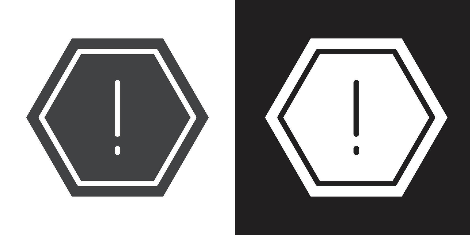 Attention Warning sign icon Flat set in black and white color vector