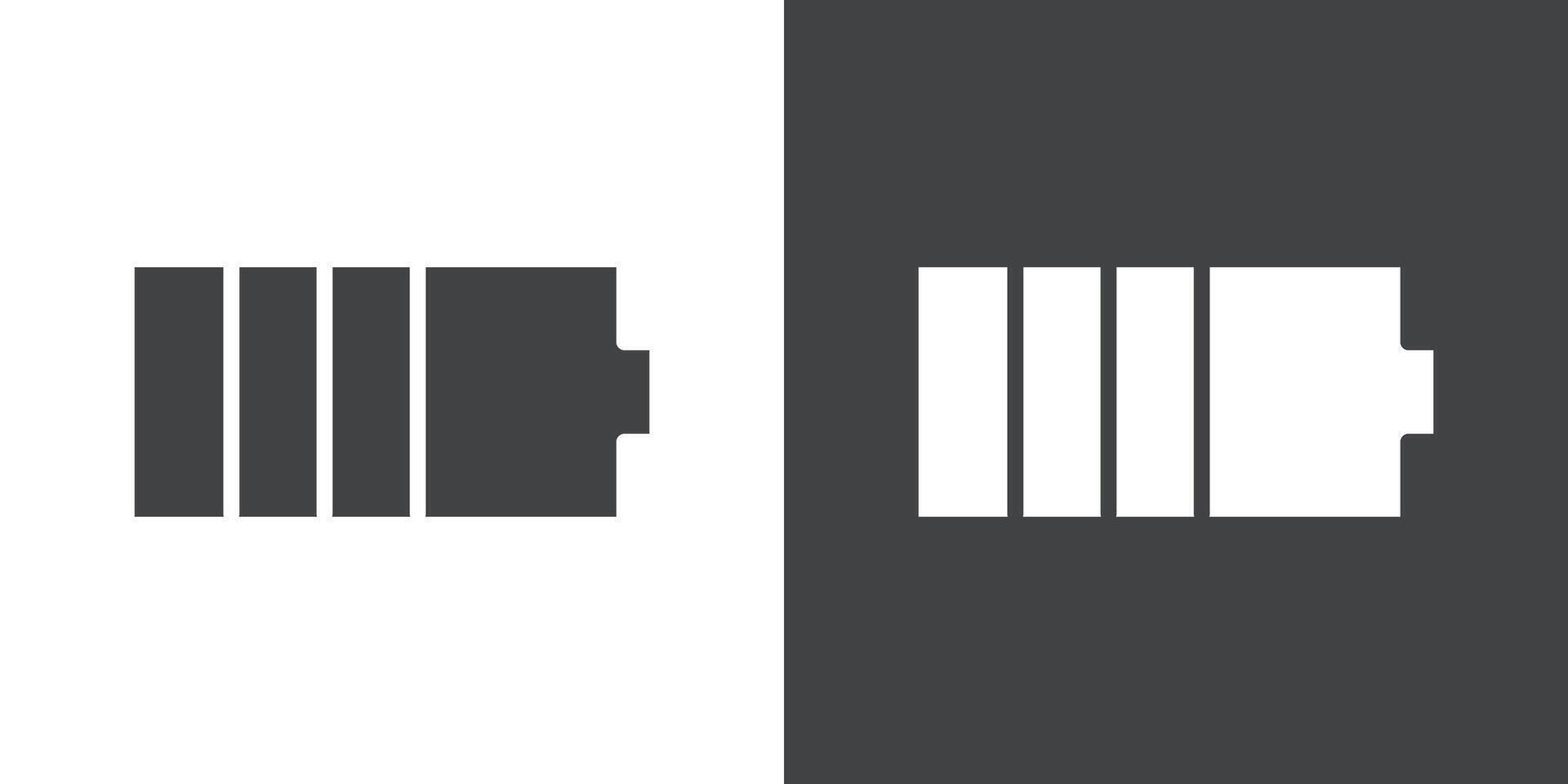 Battery charging icon Flat set in black and white color vector