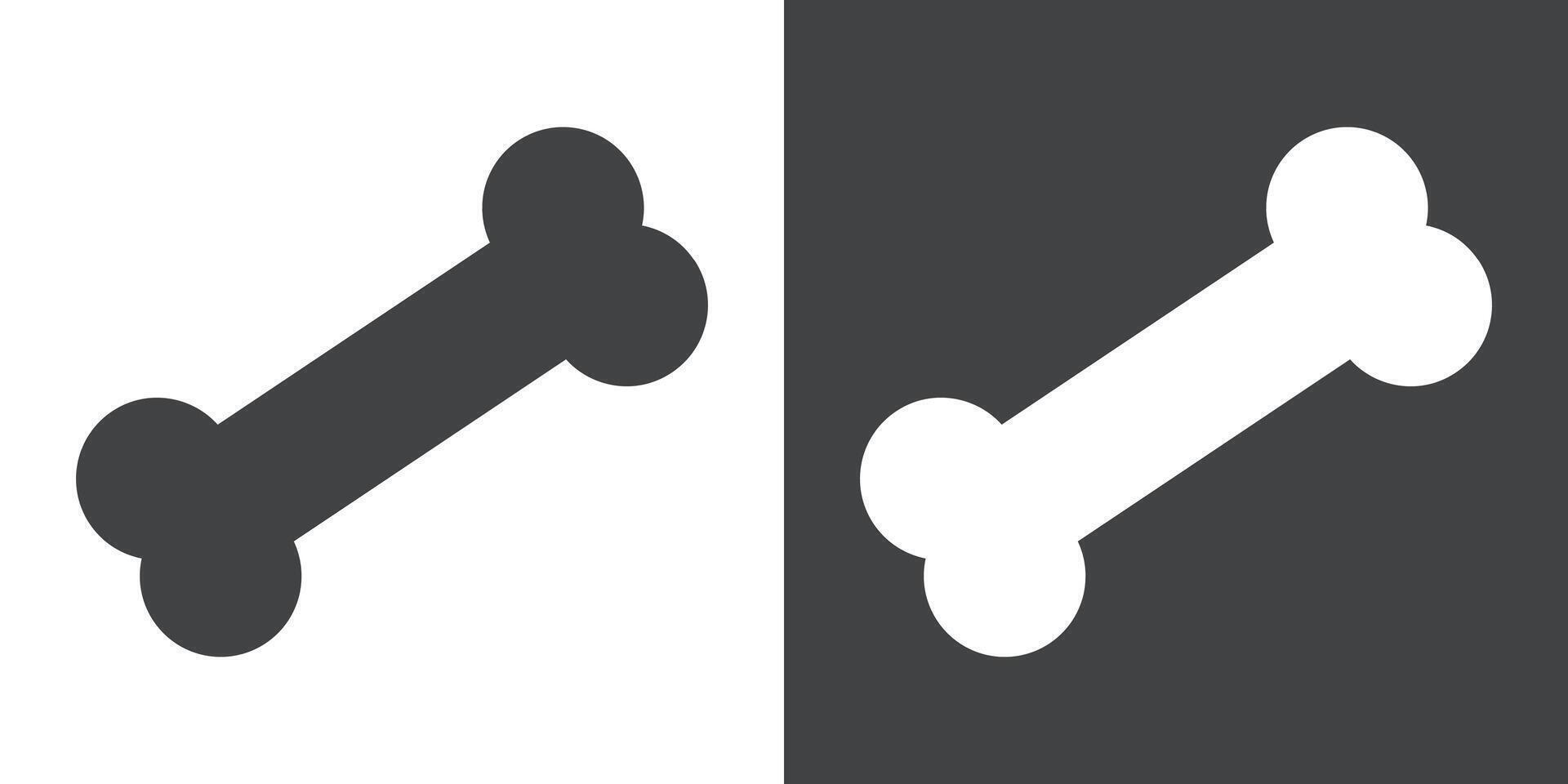 Bone icon Flat set in black and white color vector