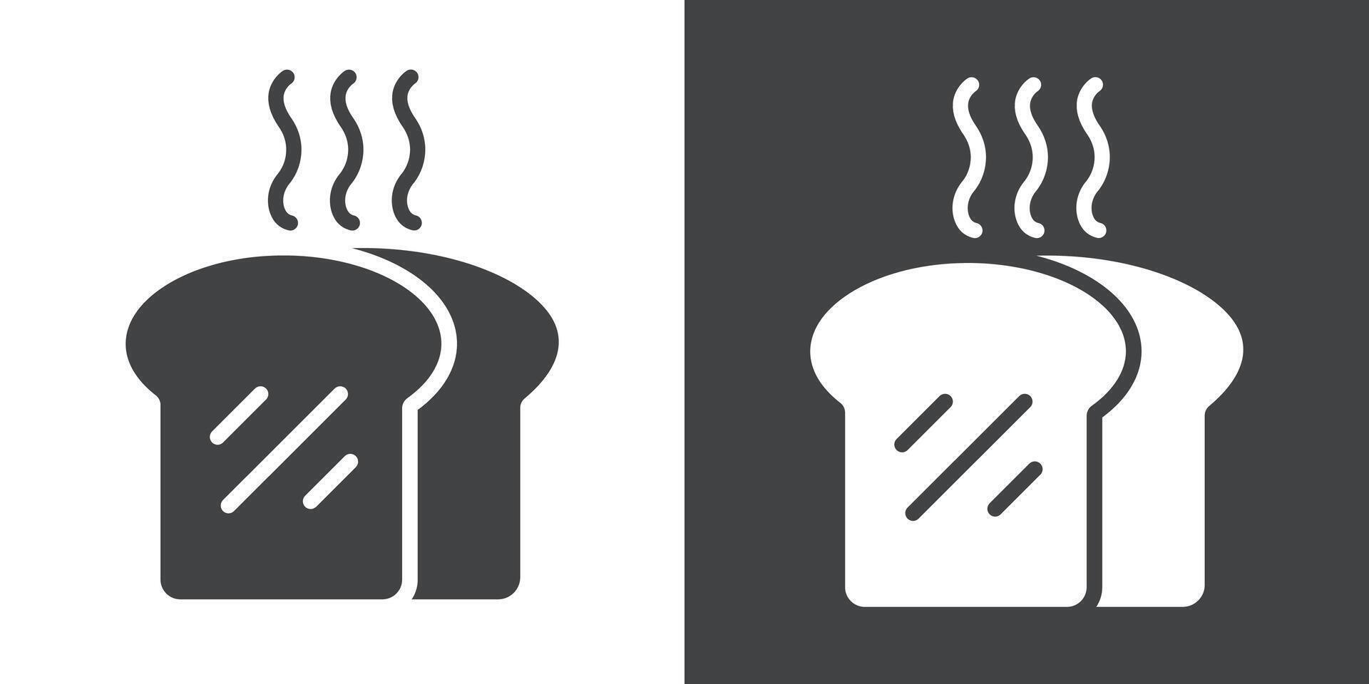 bread slices icon Flat set in black and white color vector