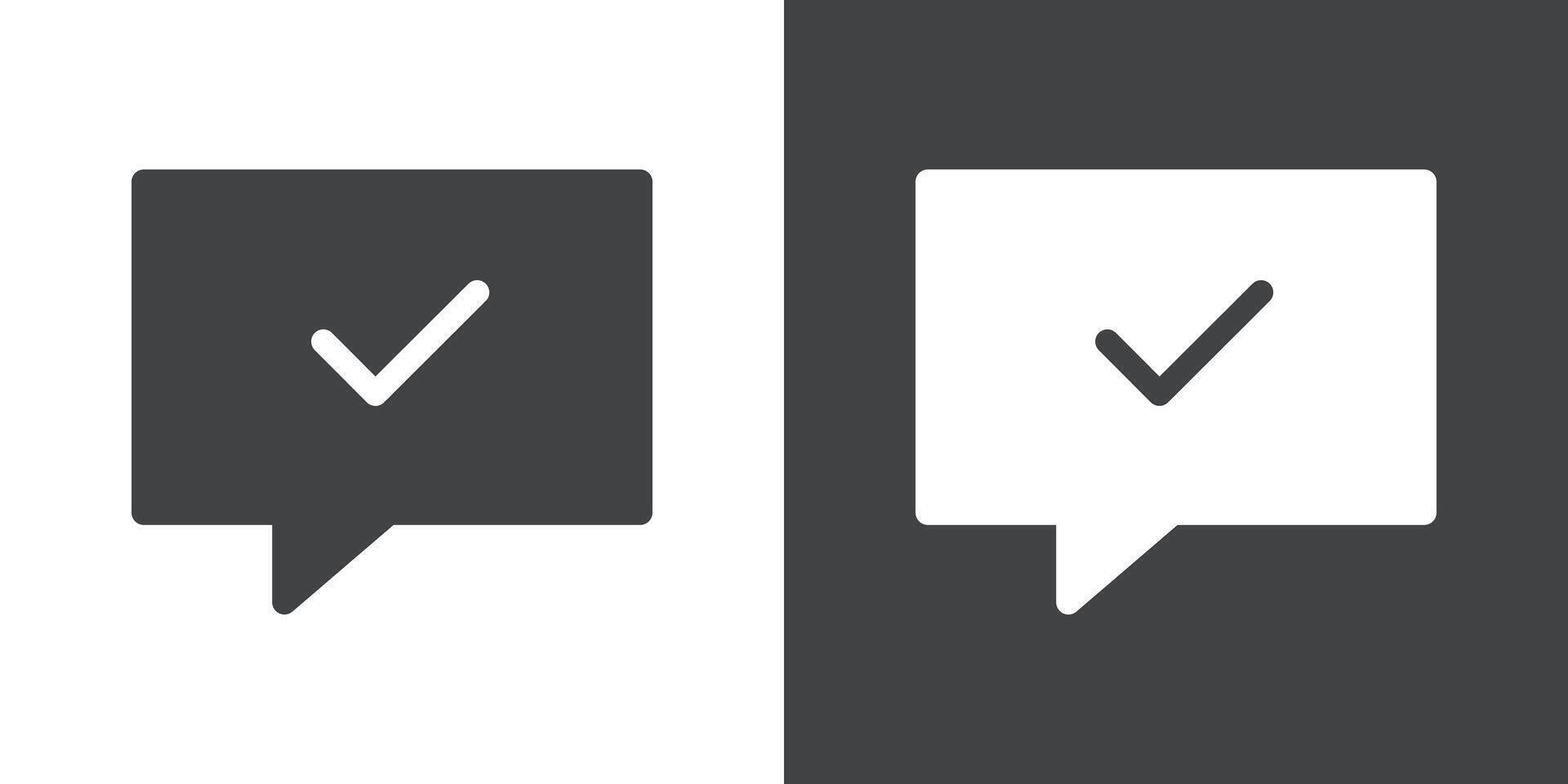 check message icon Flat set in black and white color vector