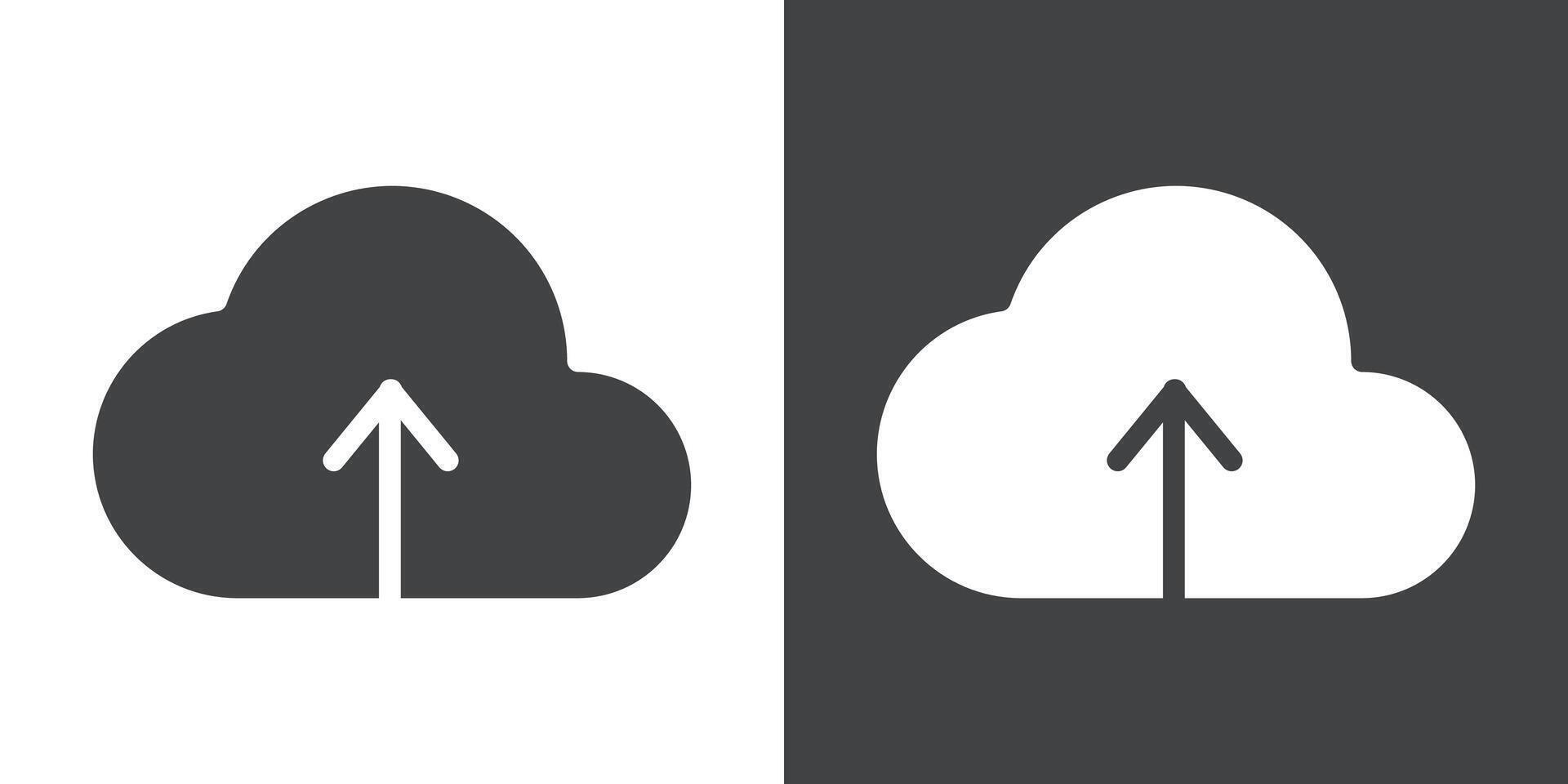 cloud upload icon Flat set in black and white color vector