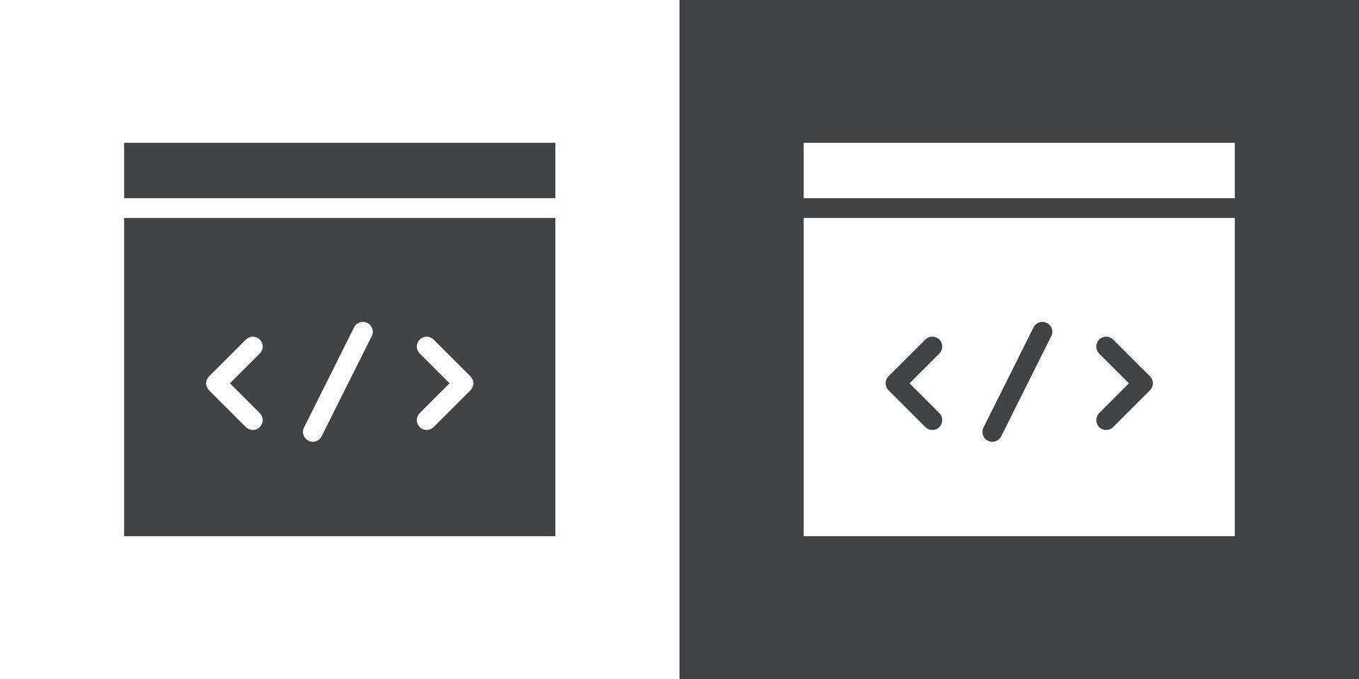 codificación programa icono plano conjunto en negro y blanco color vector