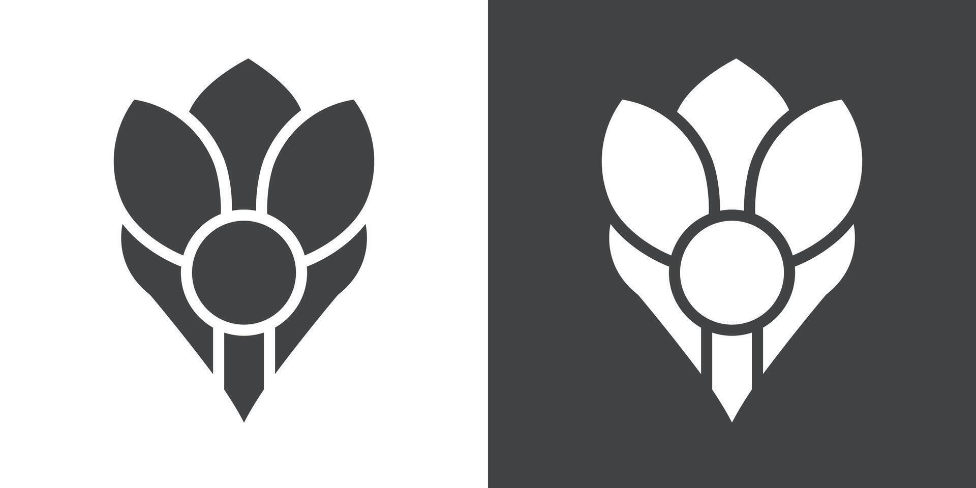 Crocus Icon Flat set in black and white color vector