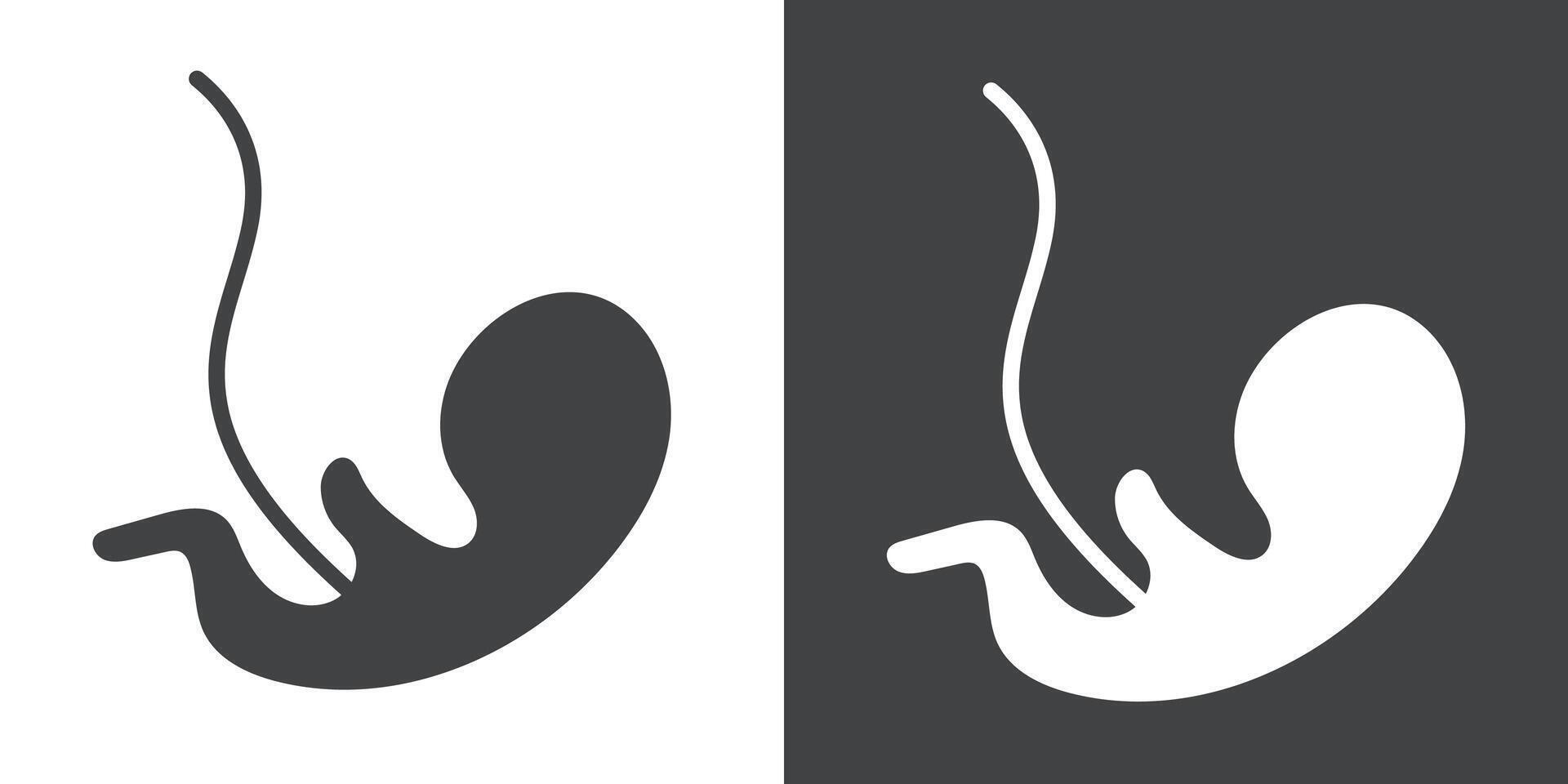 Embryo Child icon Flat set in black and white color vector