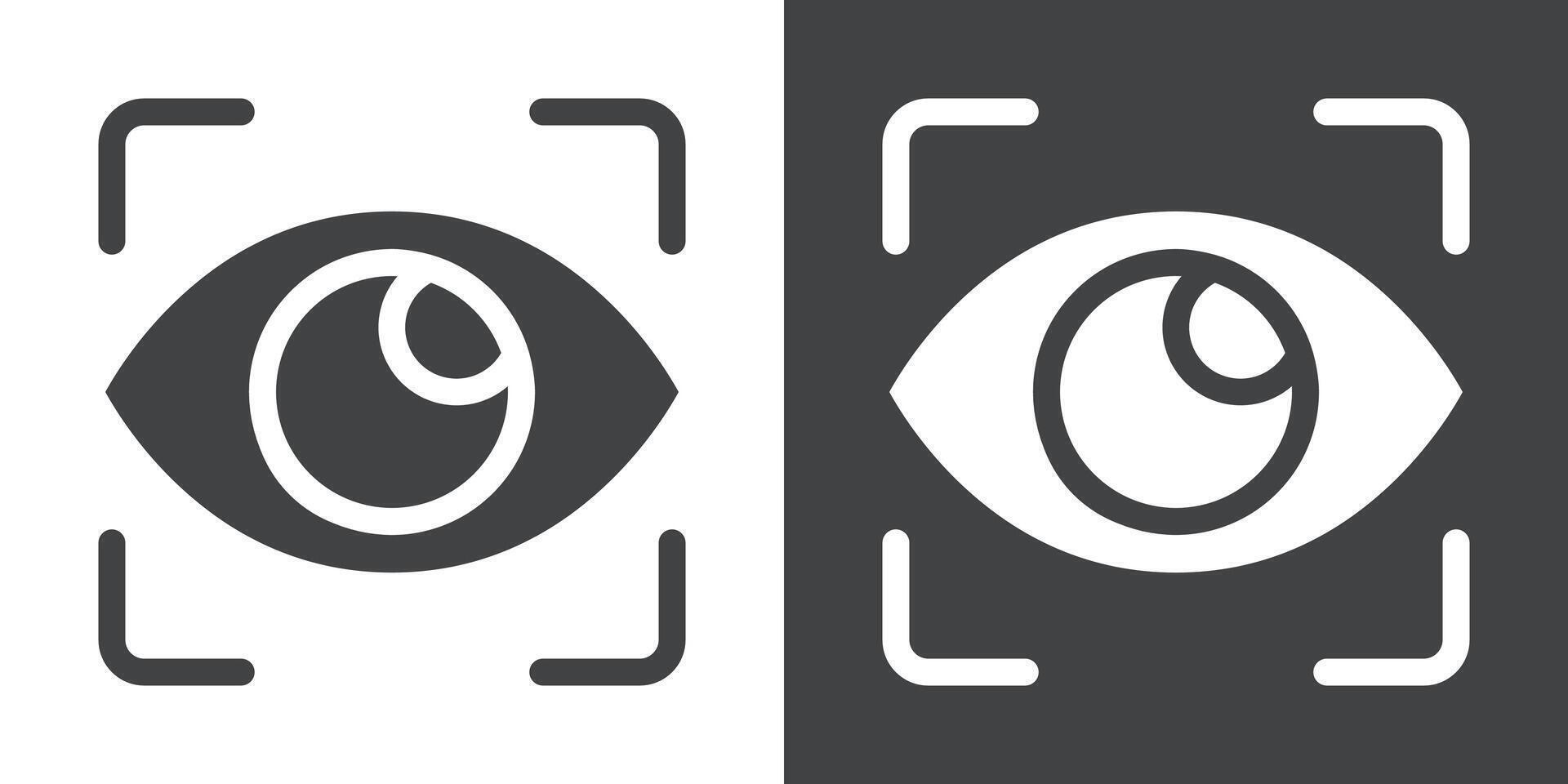 Eye scan icon Flat set in black and white color vector