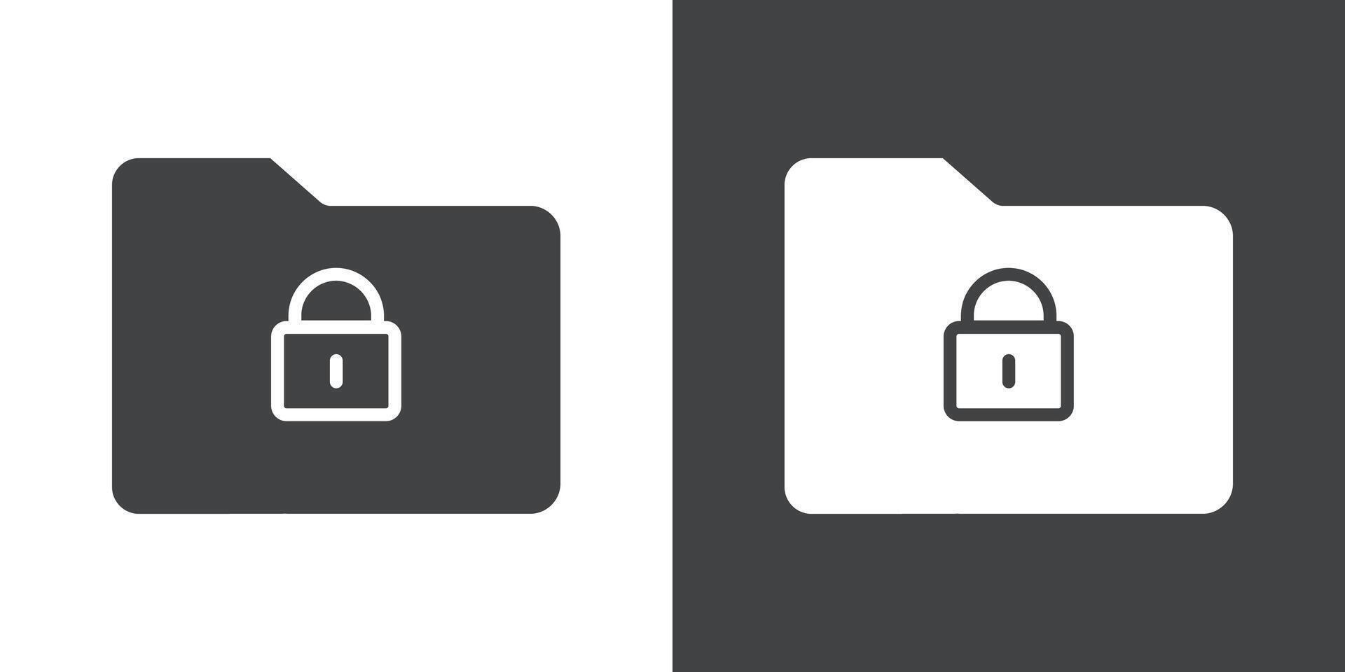 Files and Folders Security icon Flat set in black and white color vector