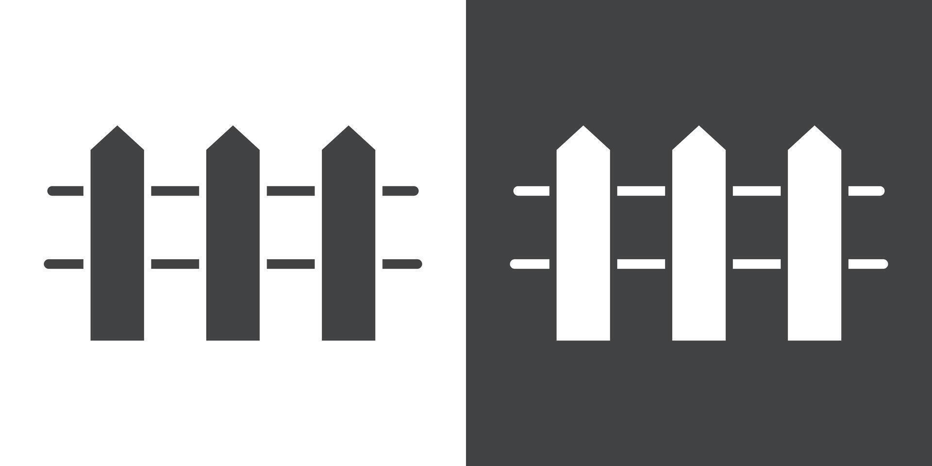 fence icon Flat set in black and white color vector