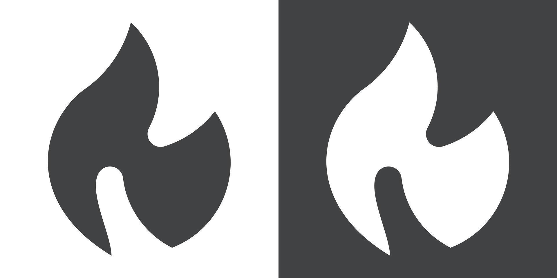 Fire Icon Flat set in black and white color vector