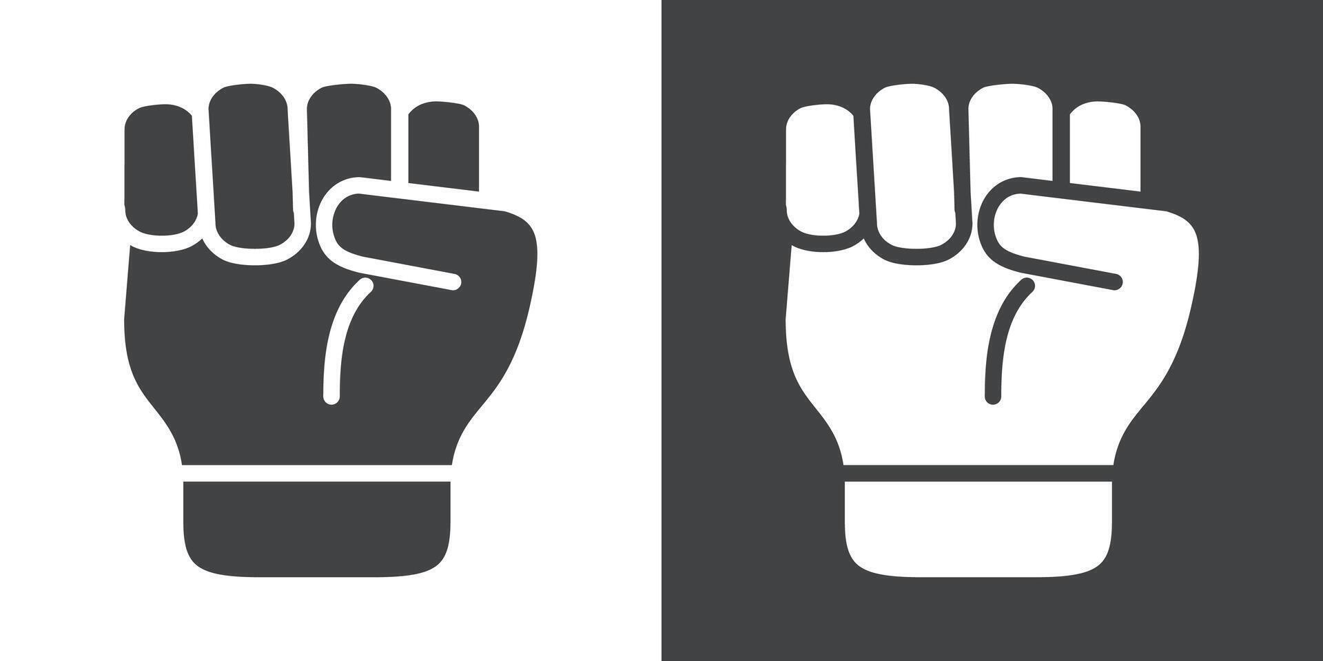 Fist icon Flat set in black and white color vector