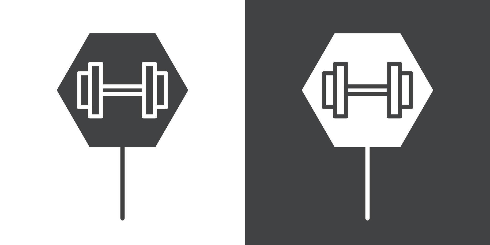 gym fitness center icon Flat set in black and white color vector