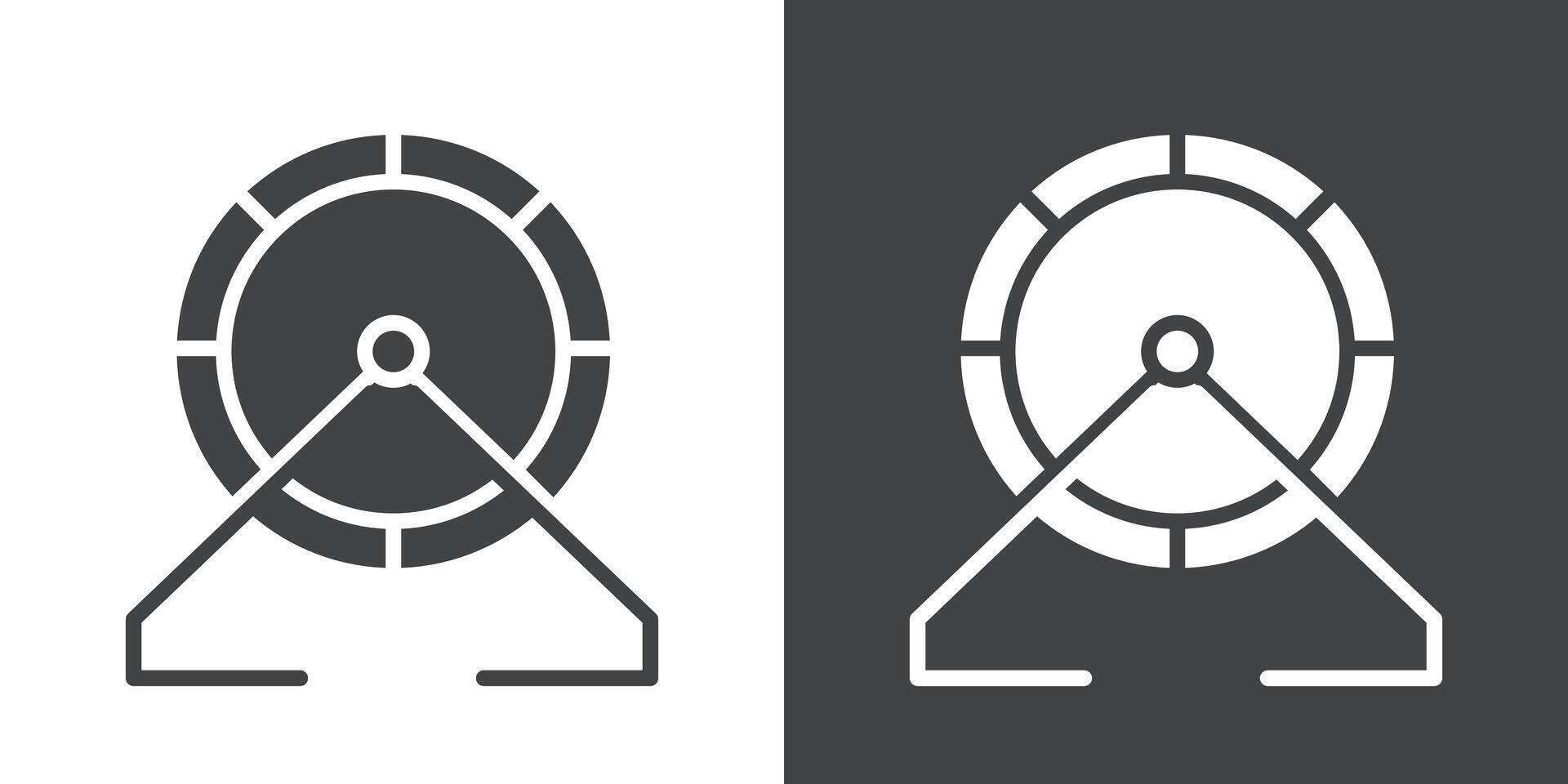Hamster wheel icon Flat set in black and white color vector