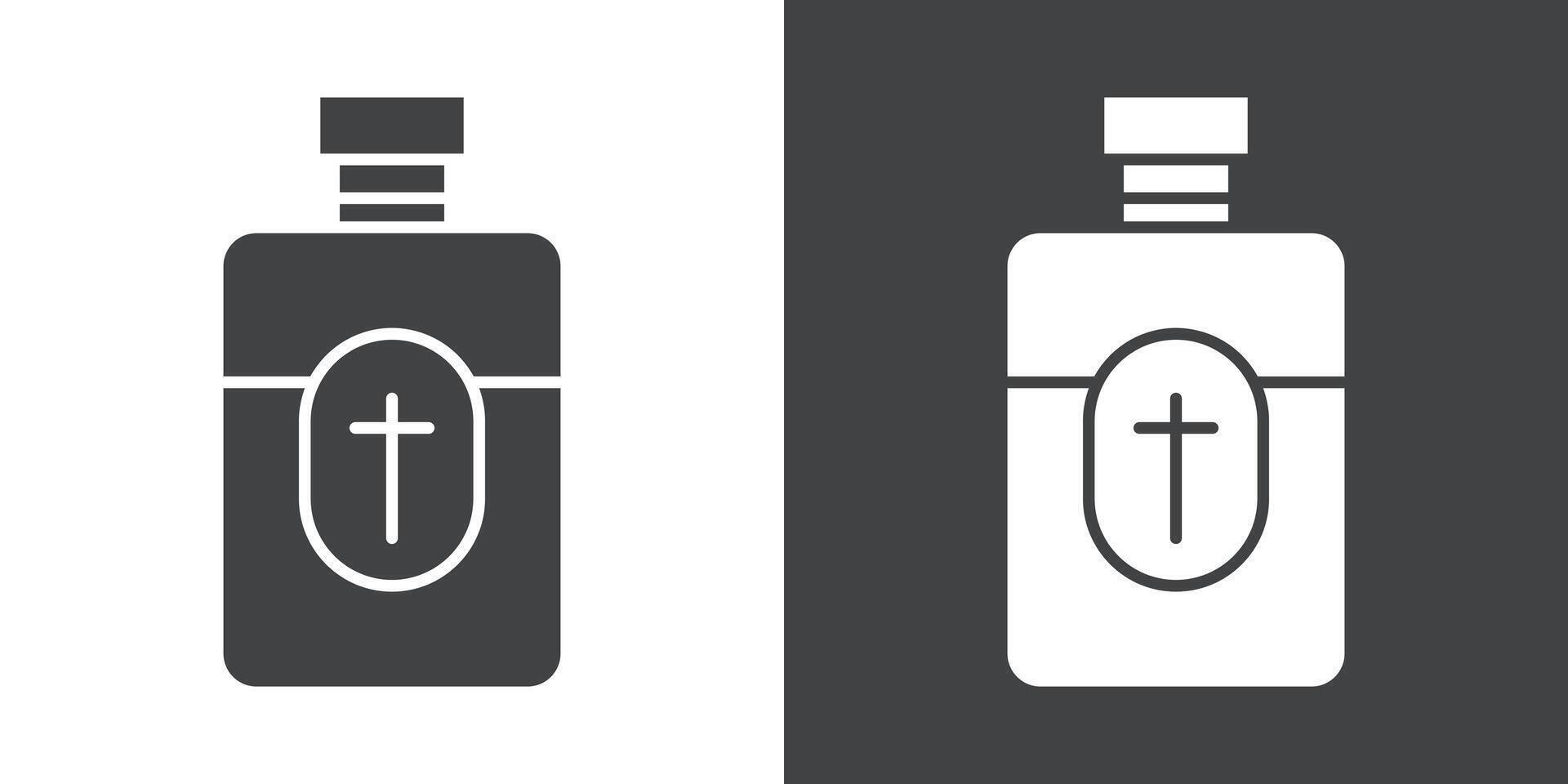 holy water bottle icon Flat set in black and white color vector