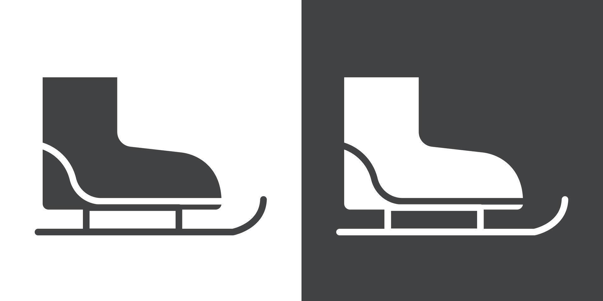 Ice skates icon Flat set in black and white color vector