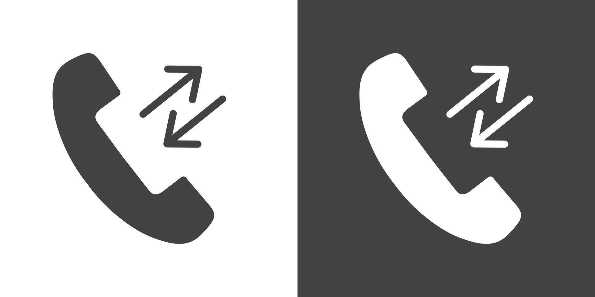 incoming outgoing Phone call icon Flat set in black and white color vector