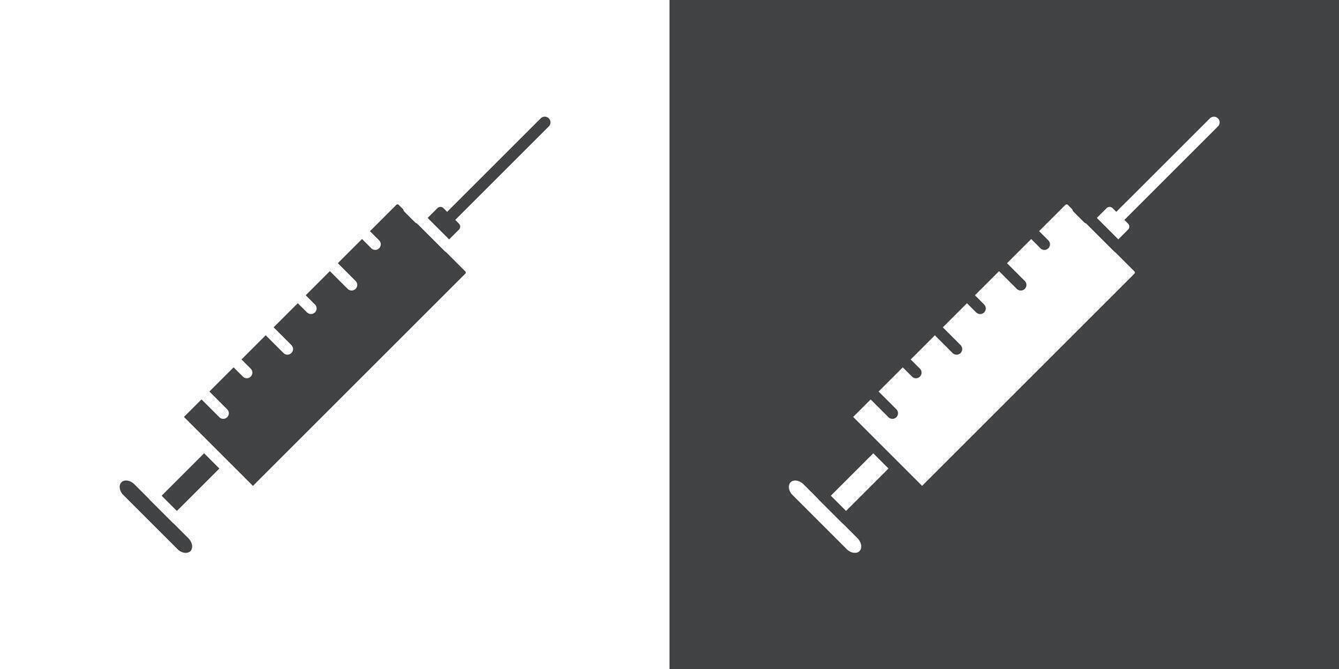 Insulin syringe icon Flat set in black and white color vector