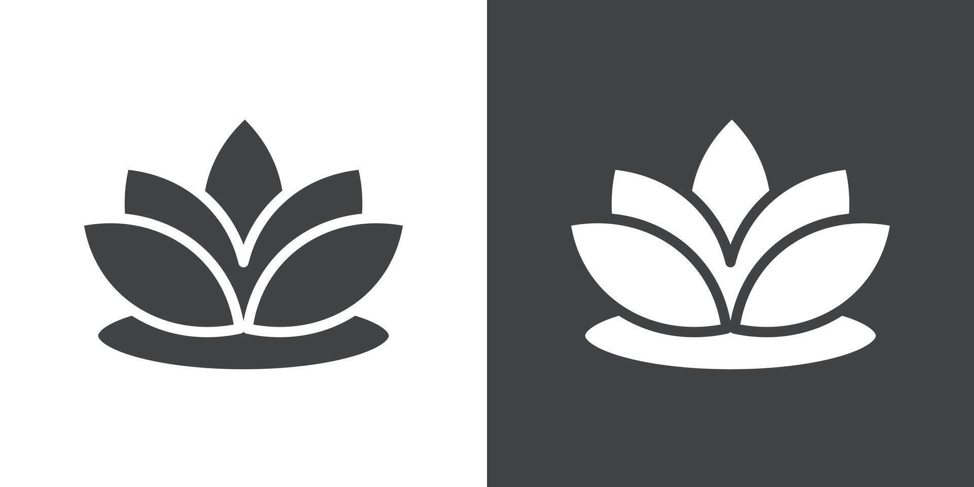 Lotus Icon Flat set in black and white color vector