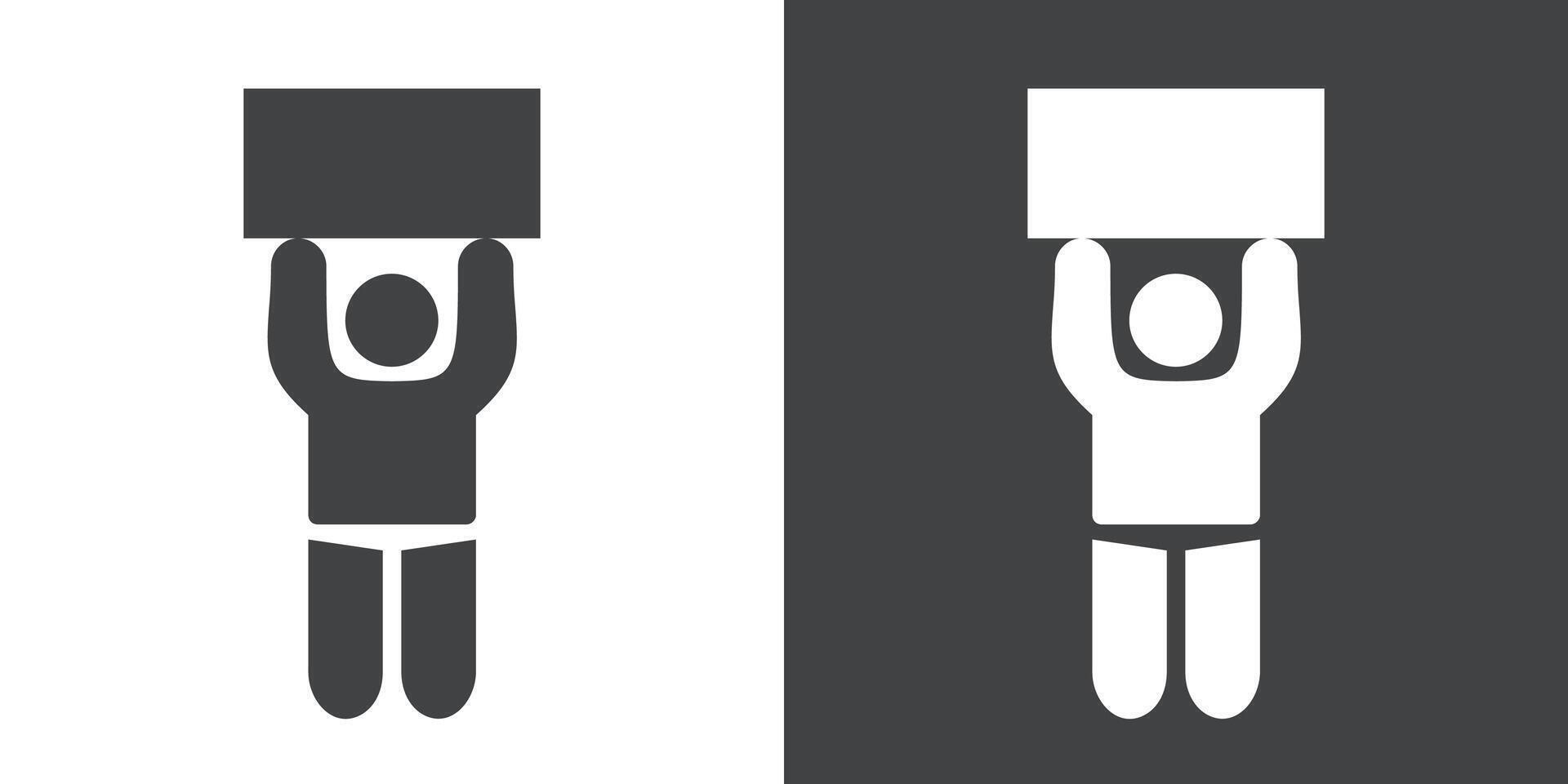 Man protests with a poster icon Flat set in black and white color vector
