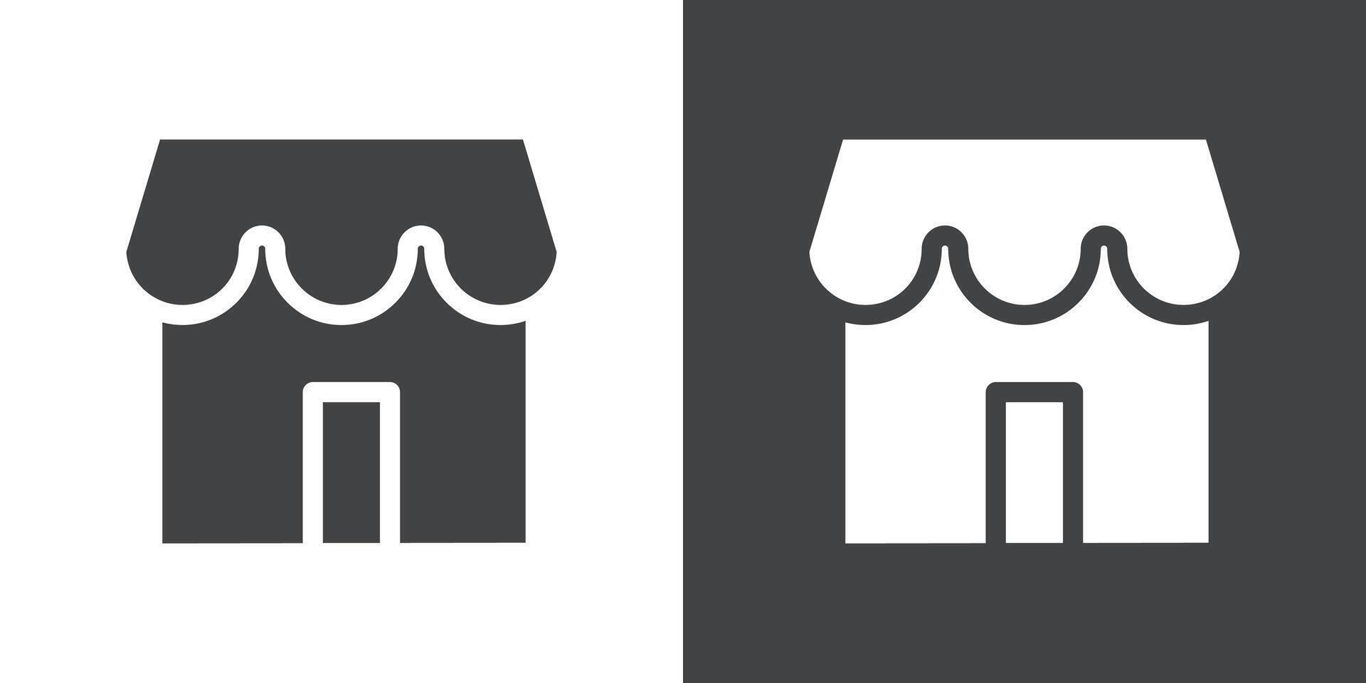 Marketplace icon Flat set in black and white color vector