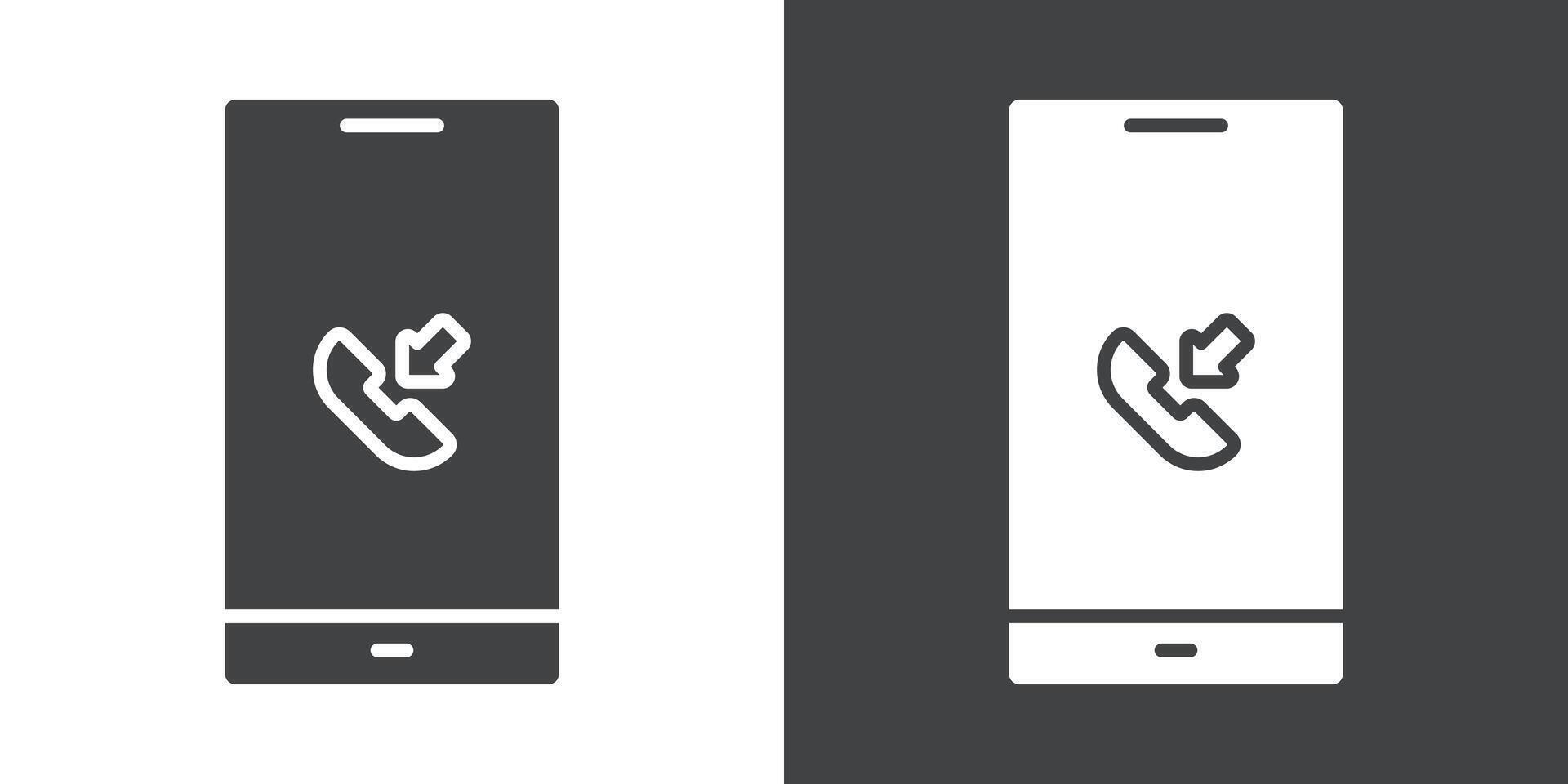 Mobile Phone call icon Flat set in black and white color vector