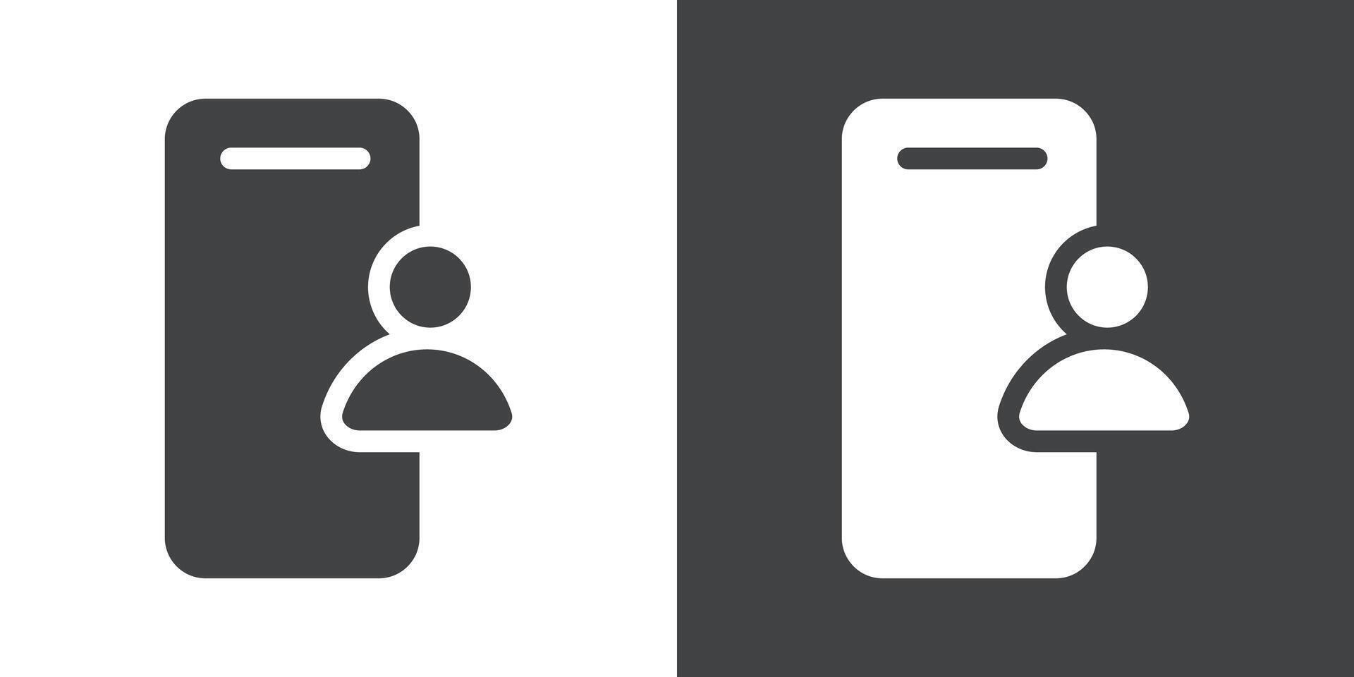 Mobile user icon Flat set in black and white color vector