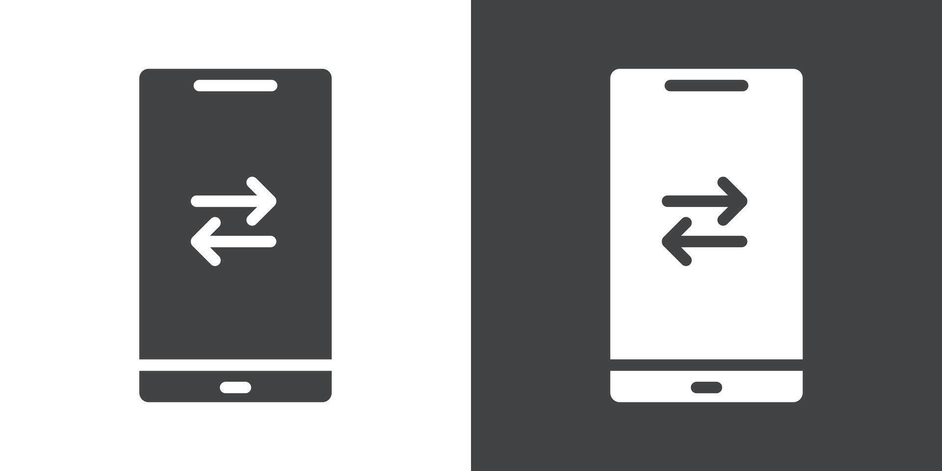 mobile transfer payment icon Flat set in black and white color vector
