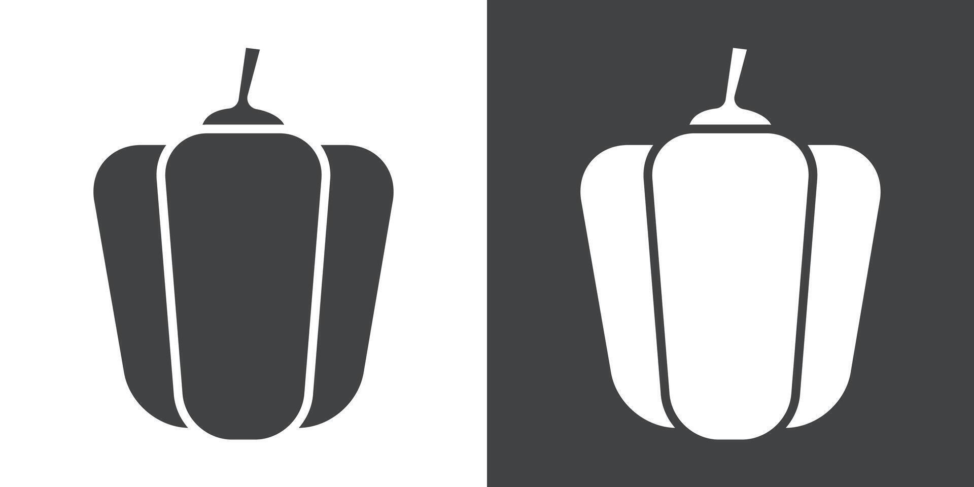 Paprika icon Flat set in black and white color vector
