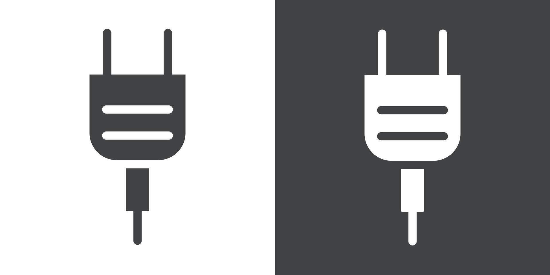 Plug icon Flat set in black and white color vector