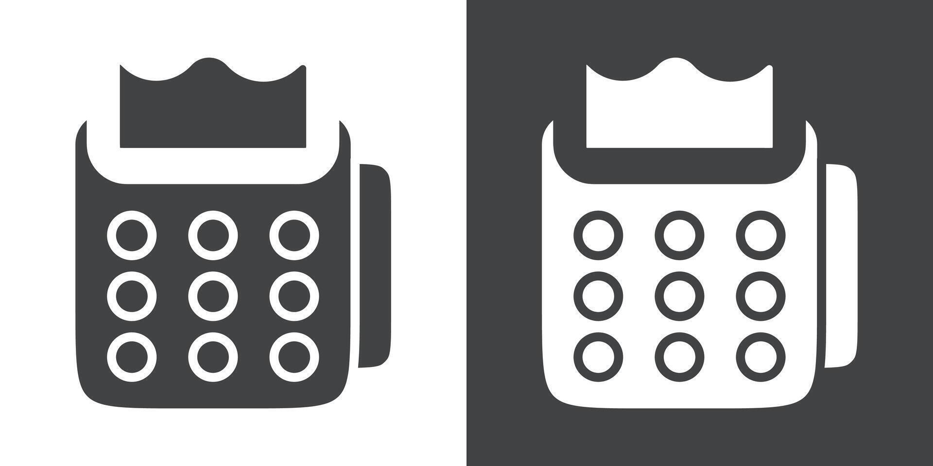 pos terminal icon Flat set in black and white color vector