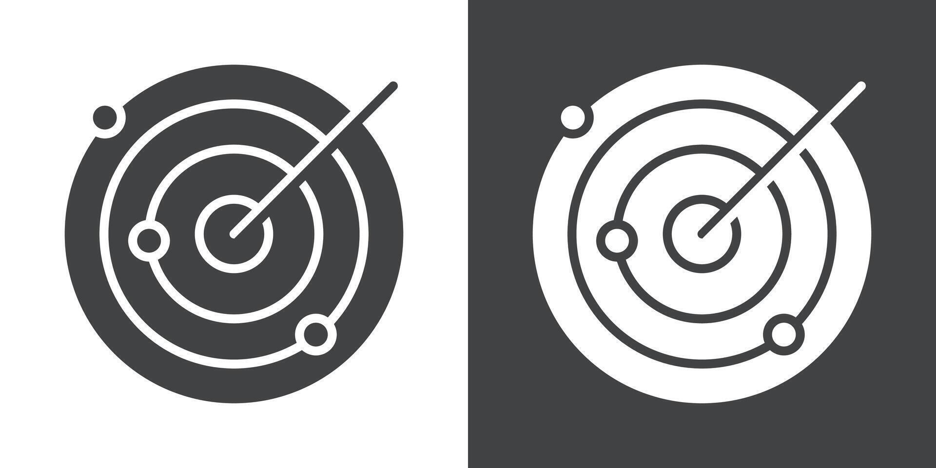 radar detection icon Flat set in black and white color vector