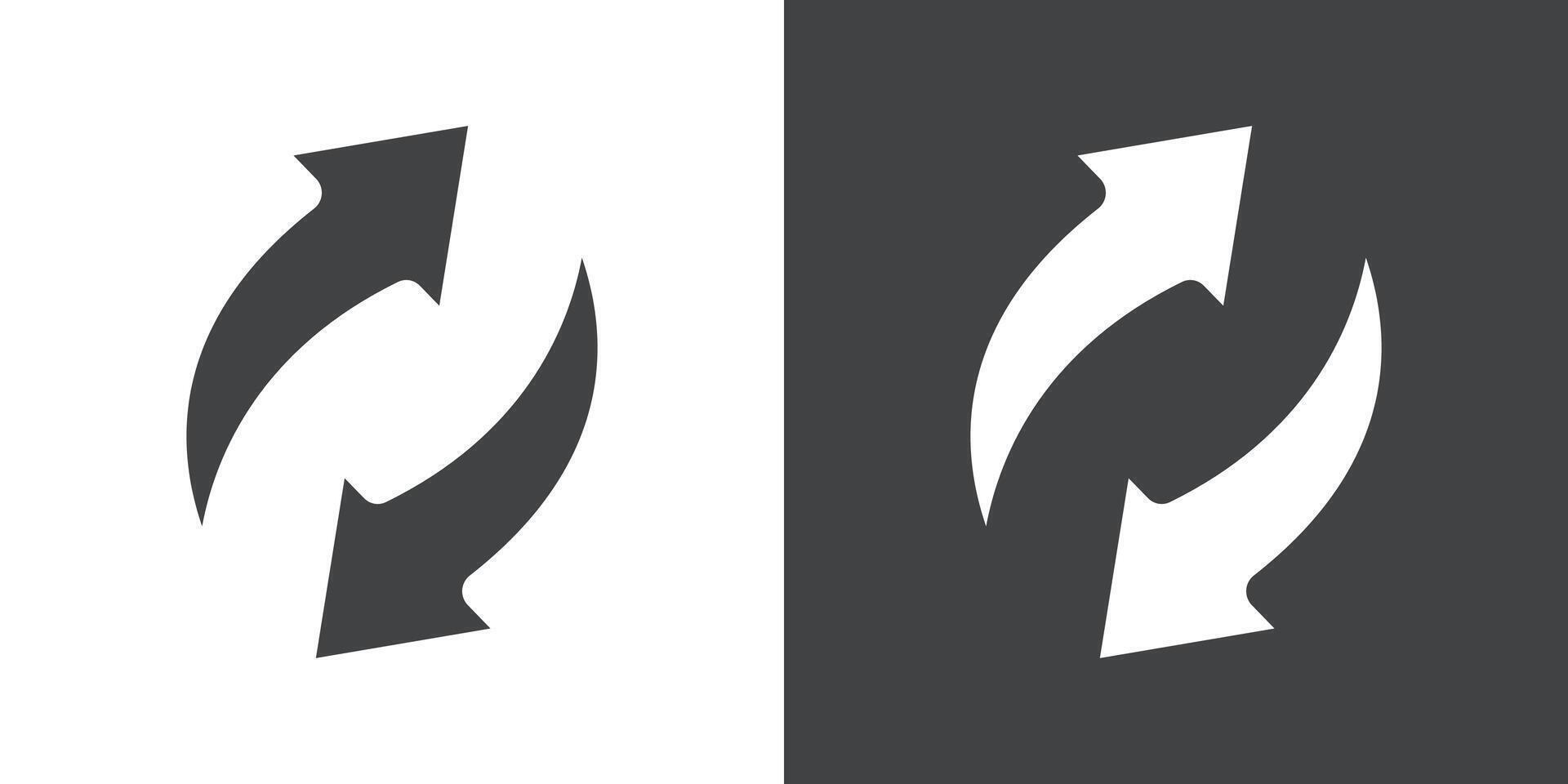 Refresh icon Flat set in black and white color vector
