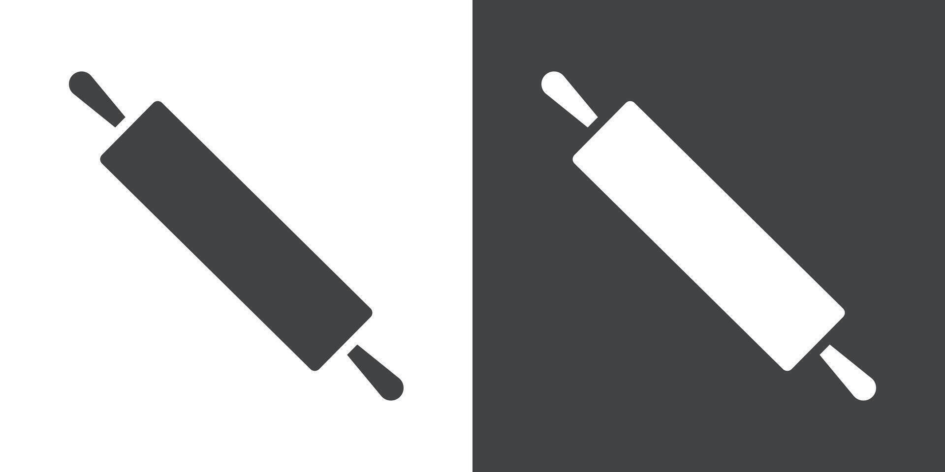 rolling pin icon Flat set in black and white color vector