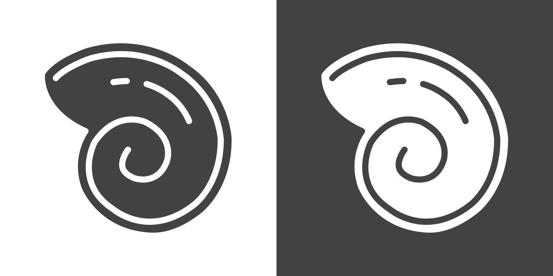 rounded shell icon Flat set in black and white color vector
