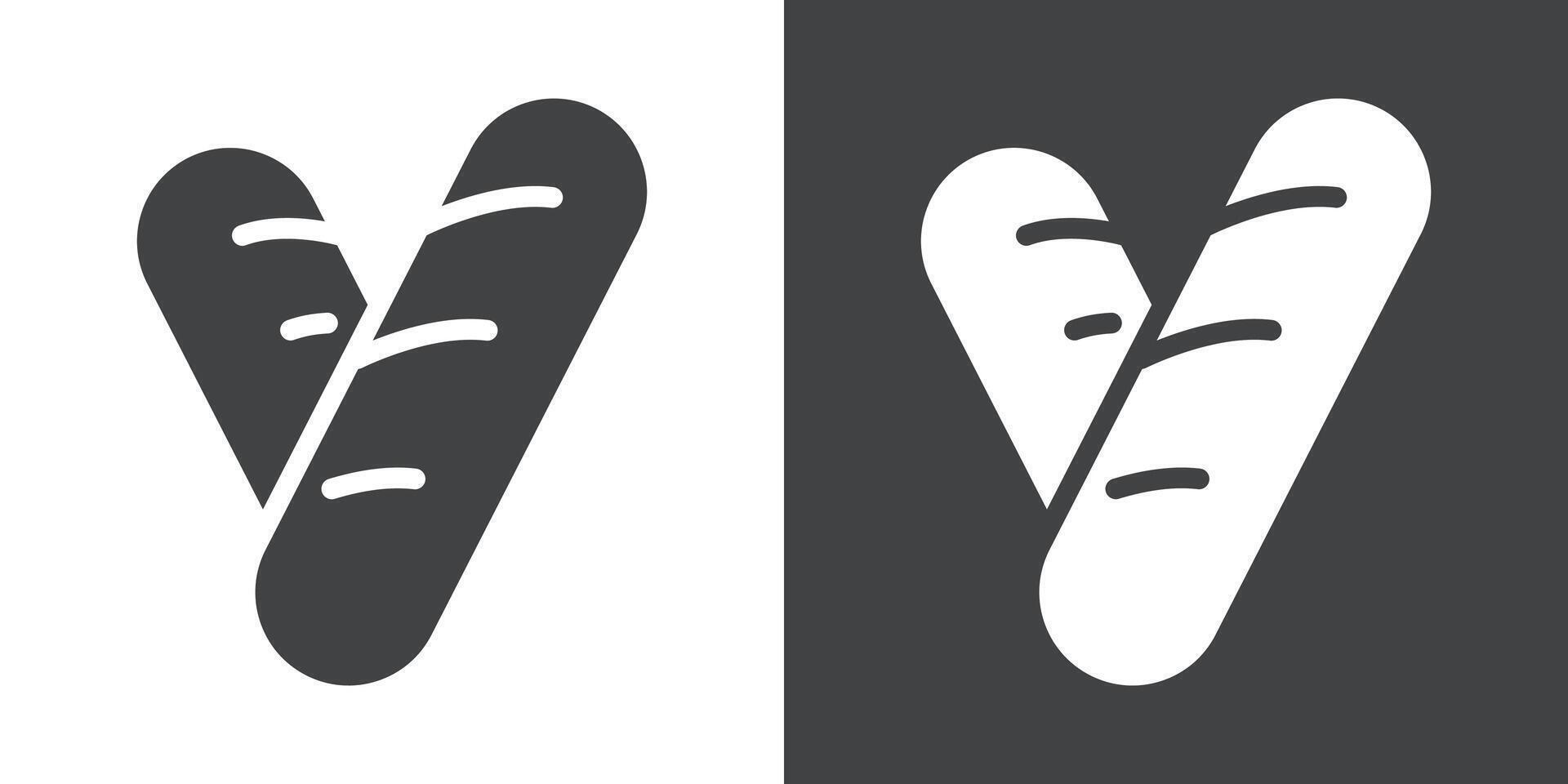 Sausage icon Flat set in black and white color vector