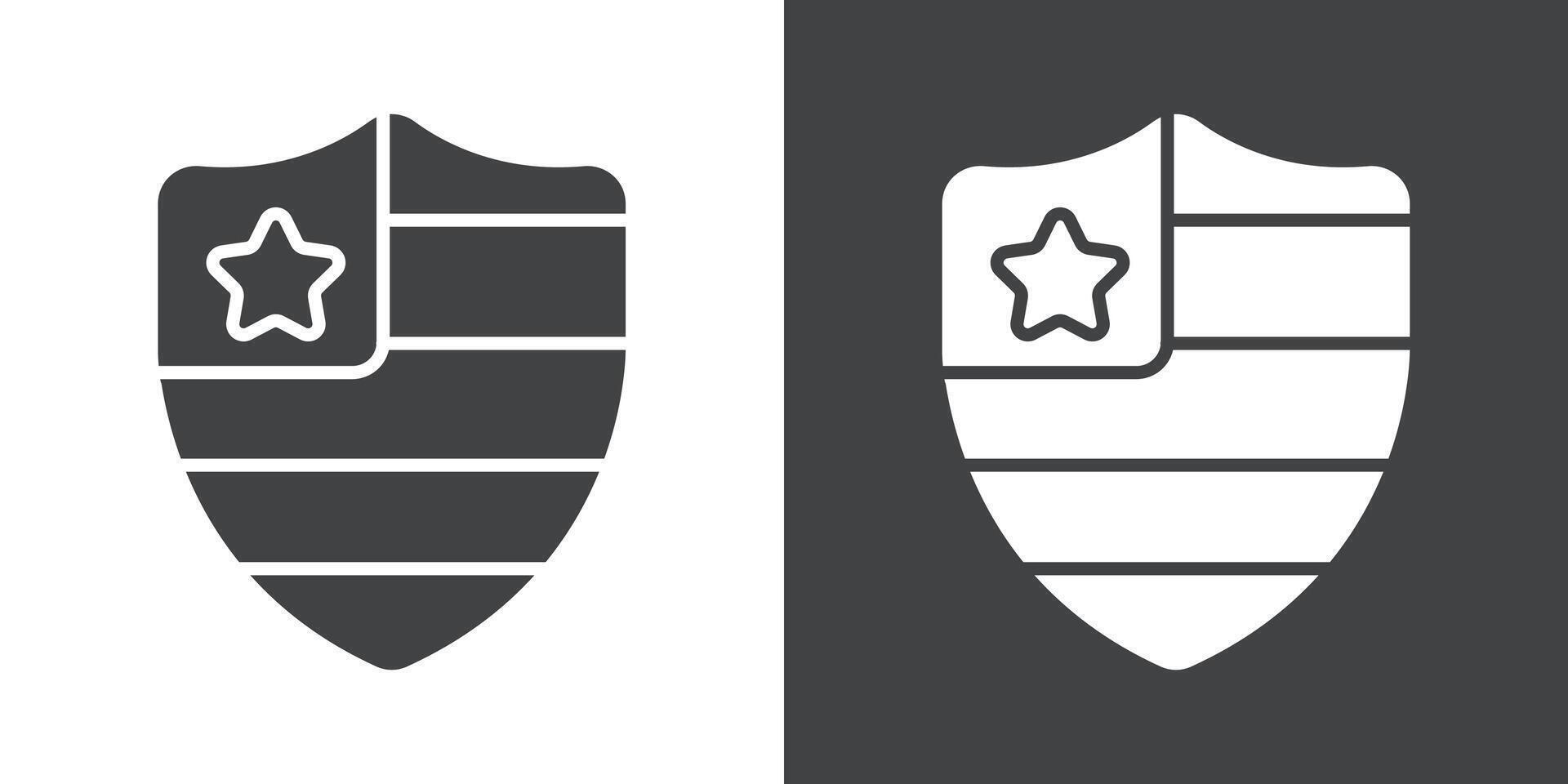 Shield USA flag icon Flat set in black and white color vector
