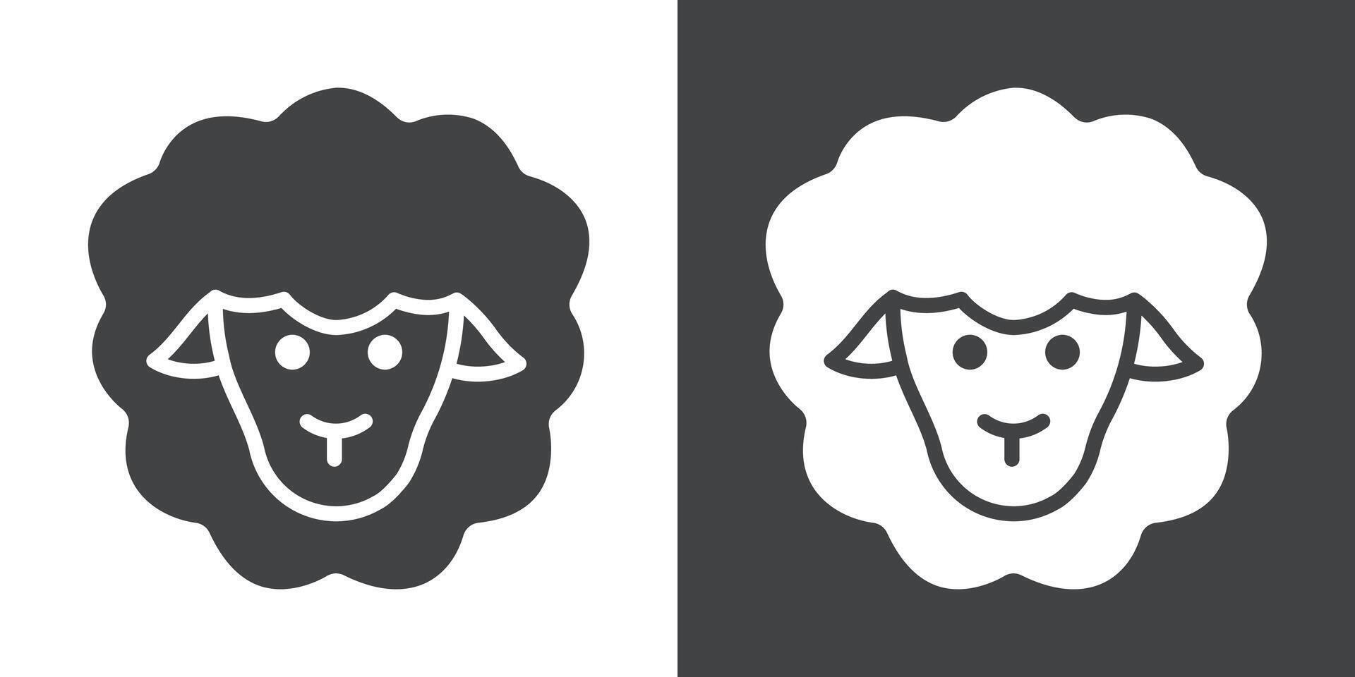 sheep icon Flat set in black and white color vector