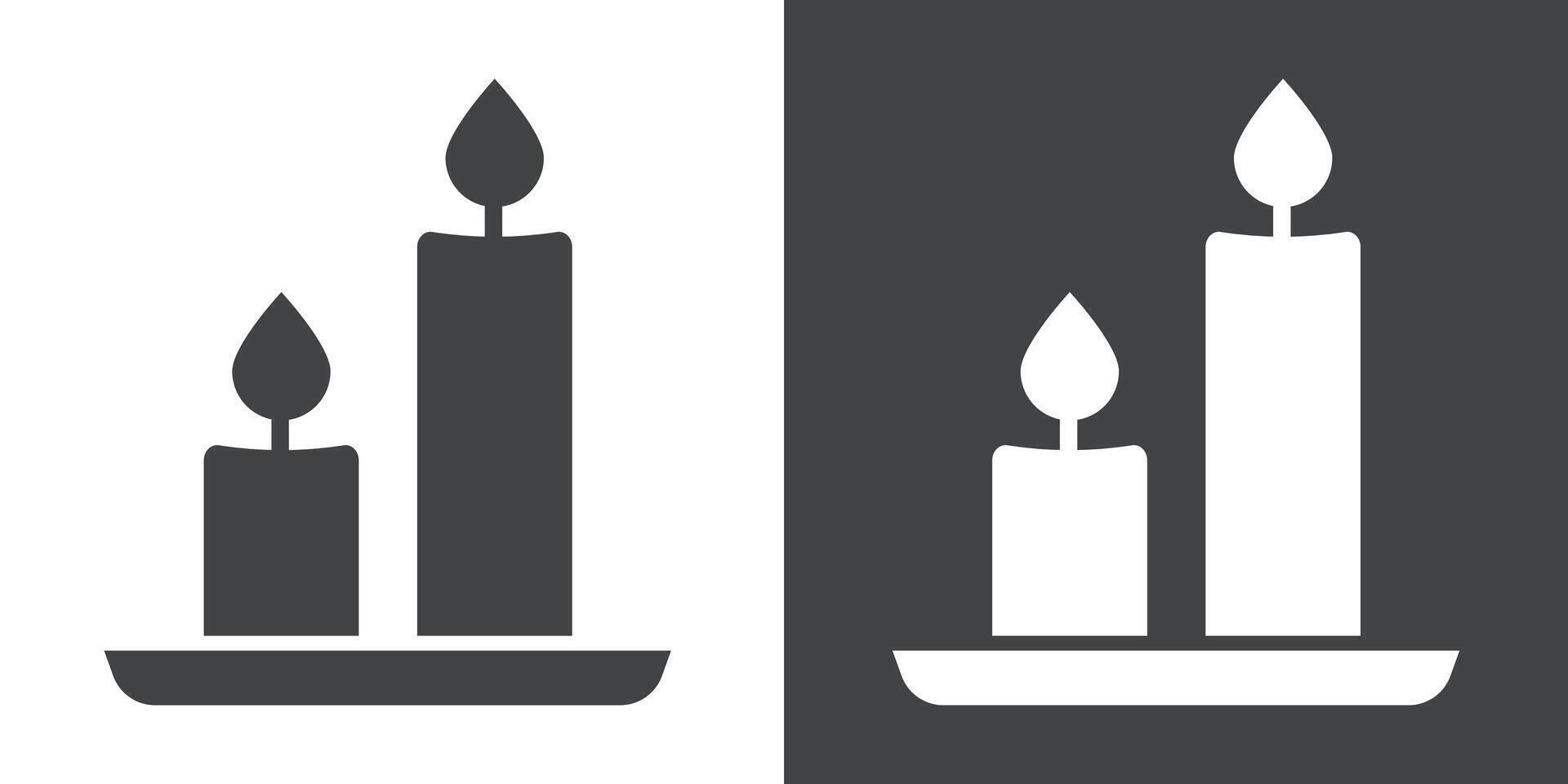Shabbat candles icon Flat set in black and white color vector